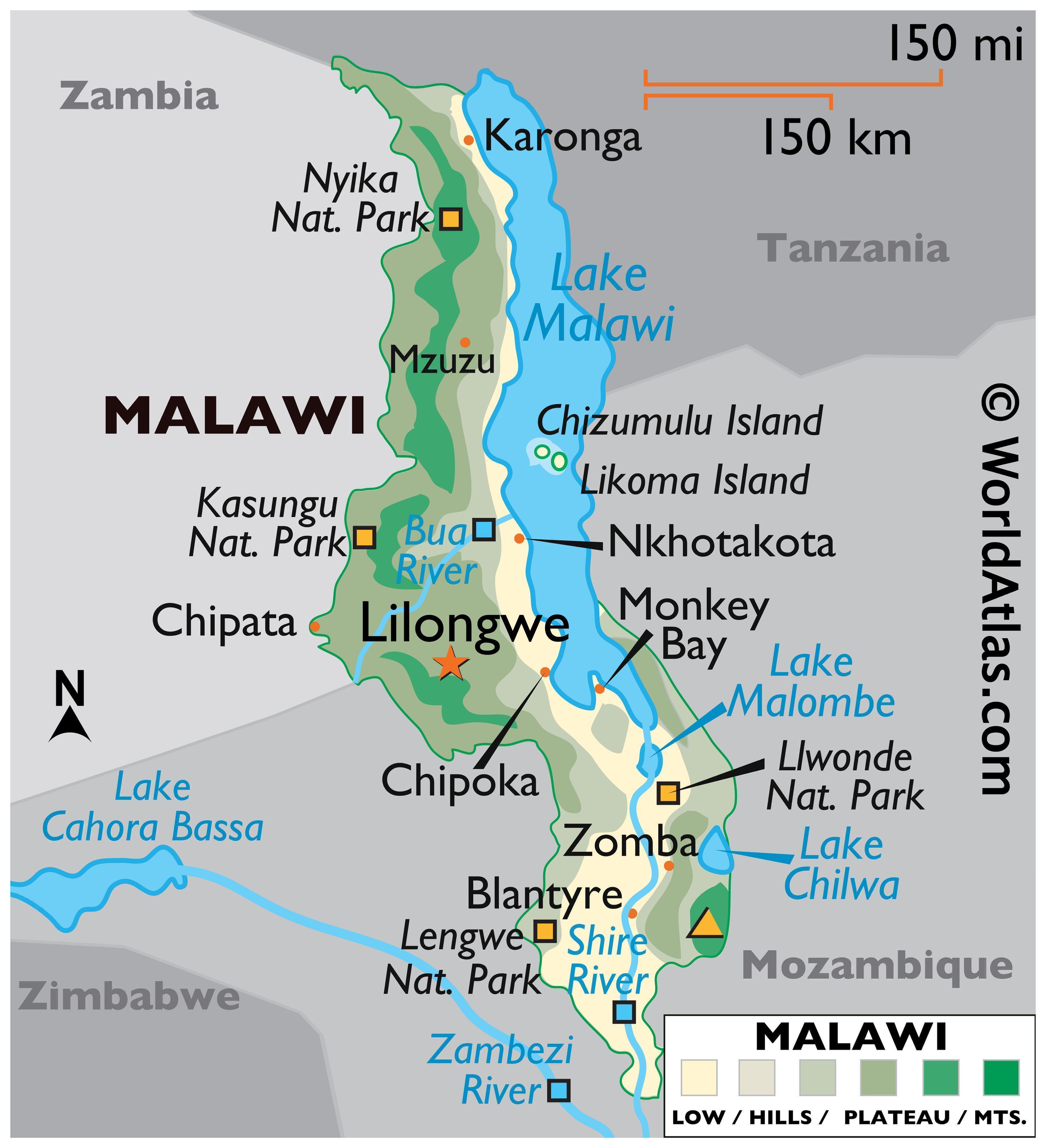 Malawi на карте