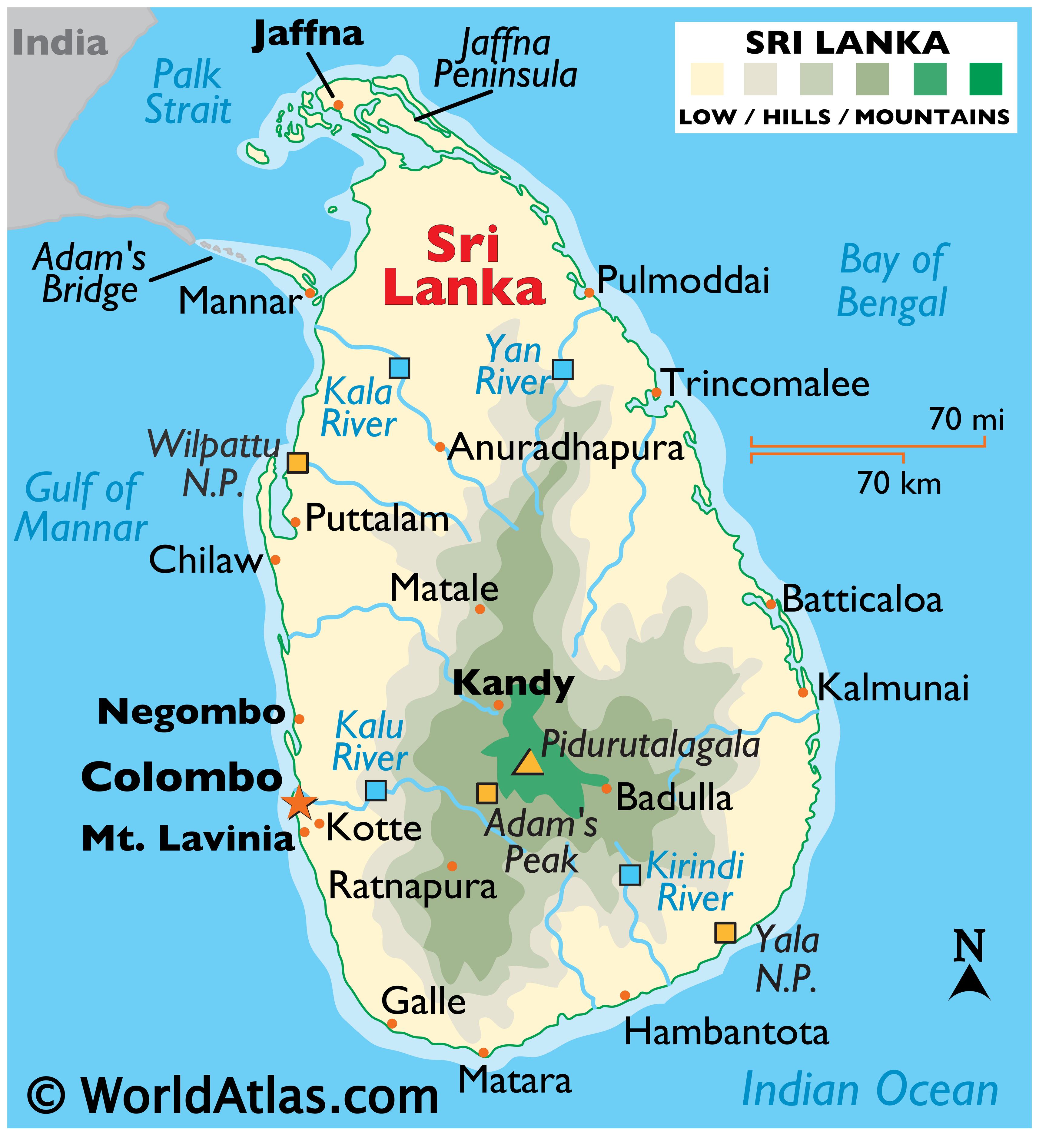 Карта Шри Ланки Шри Джаяварденепура