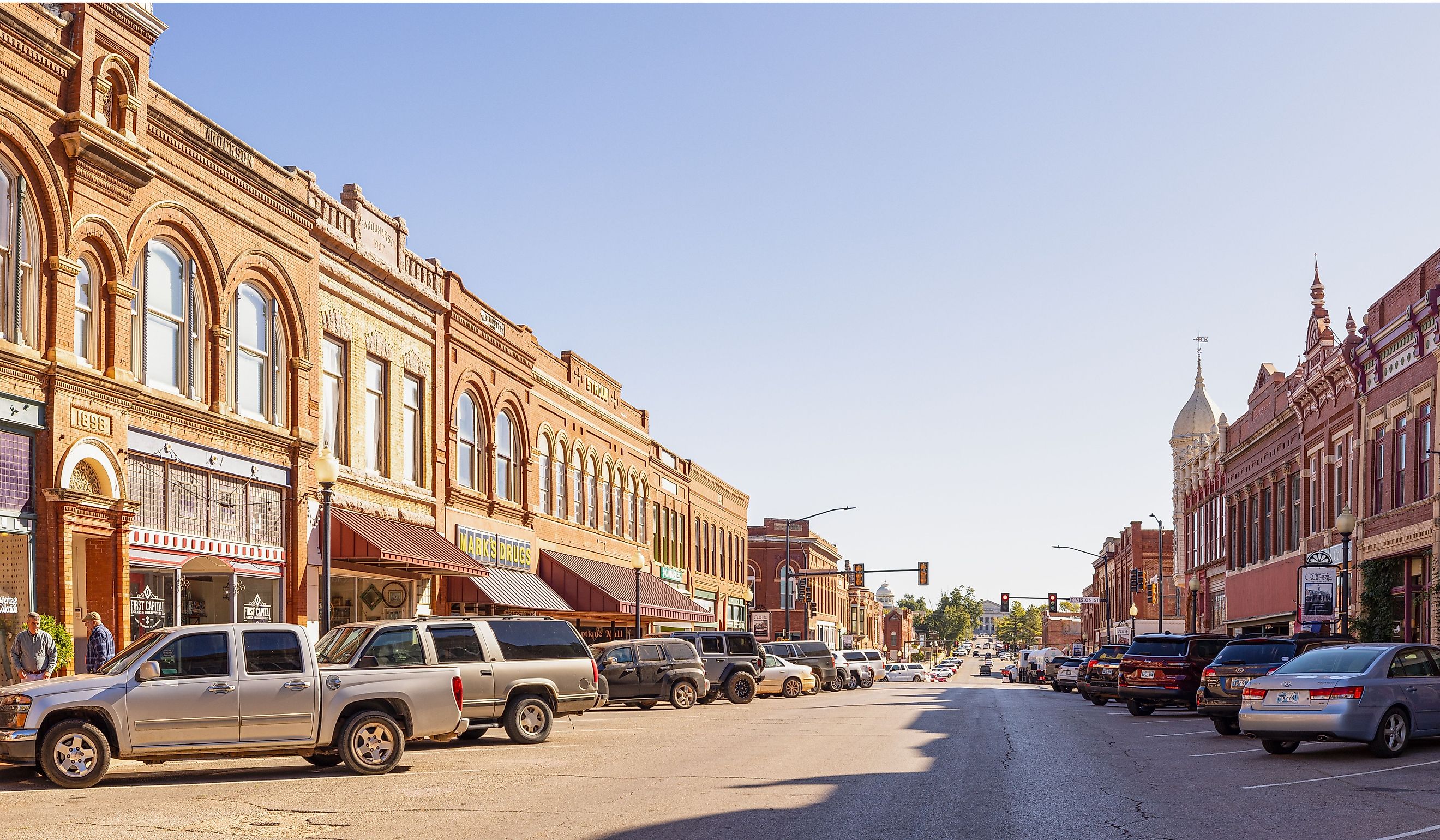 The old business district on Oklahoma Avenue in Guthrie, Oklahoma. Editorial credit: Roberto Galan / Shutterstock.com