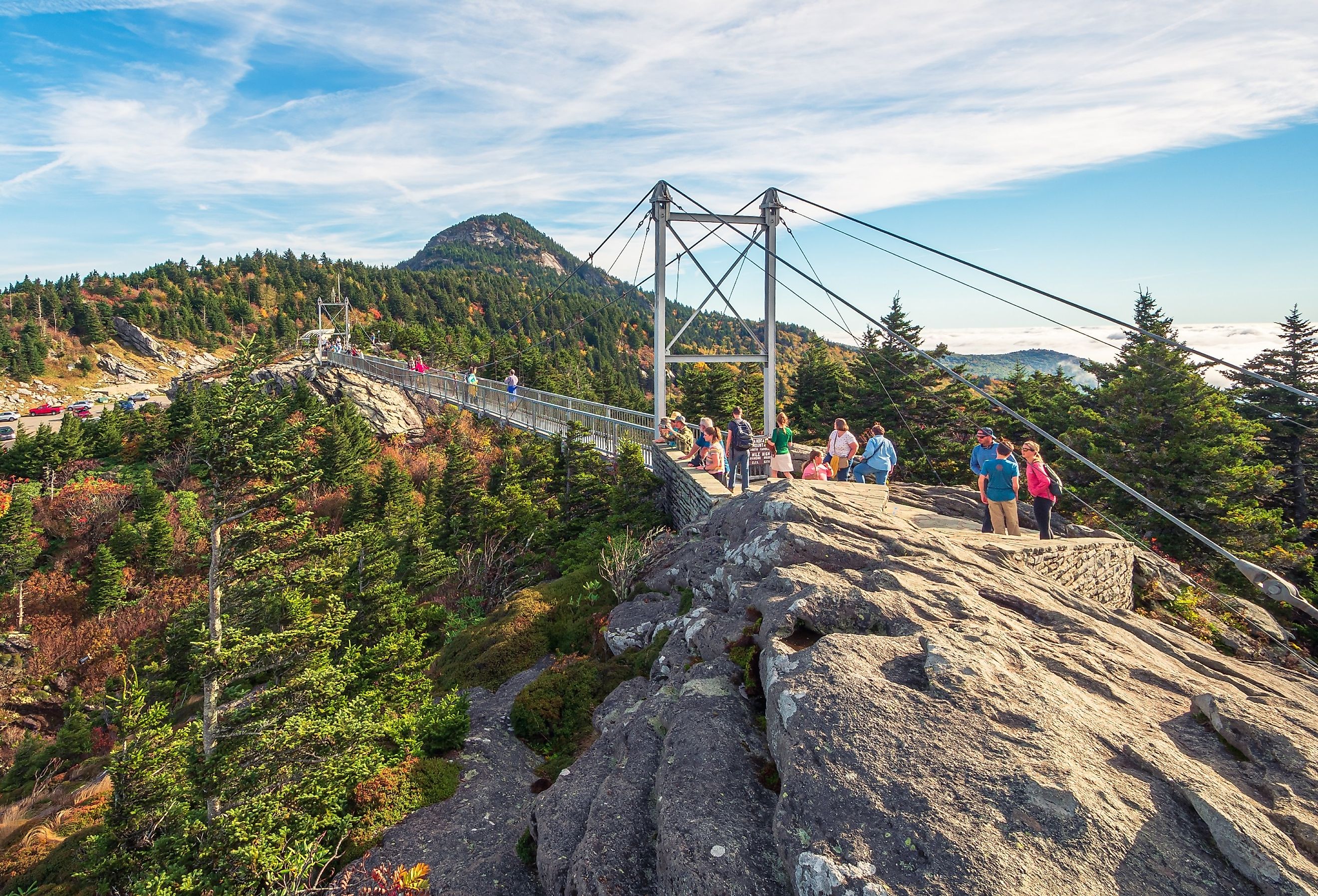 Mile High Swinging Bridge in Grandfather Mountain State Park in Linville, North Carolina Image credit Chansak Joe via Shutterstock