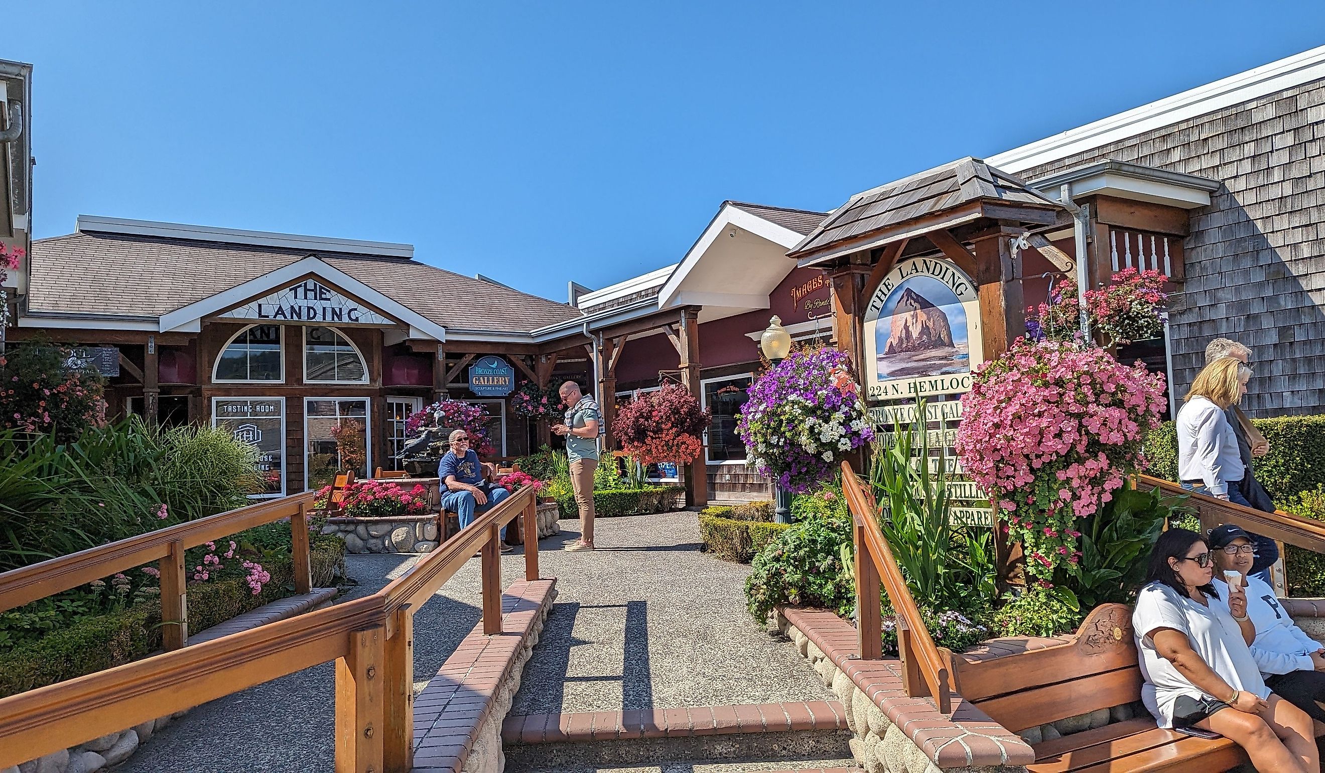 The Landing shopping center in downtown Cannon Beach. Editorial credit: quiggyt4 / Shutterstock.com