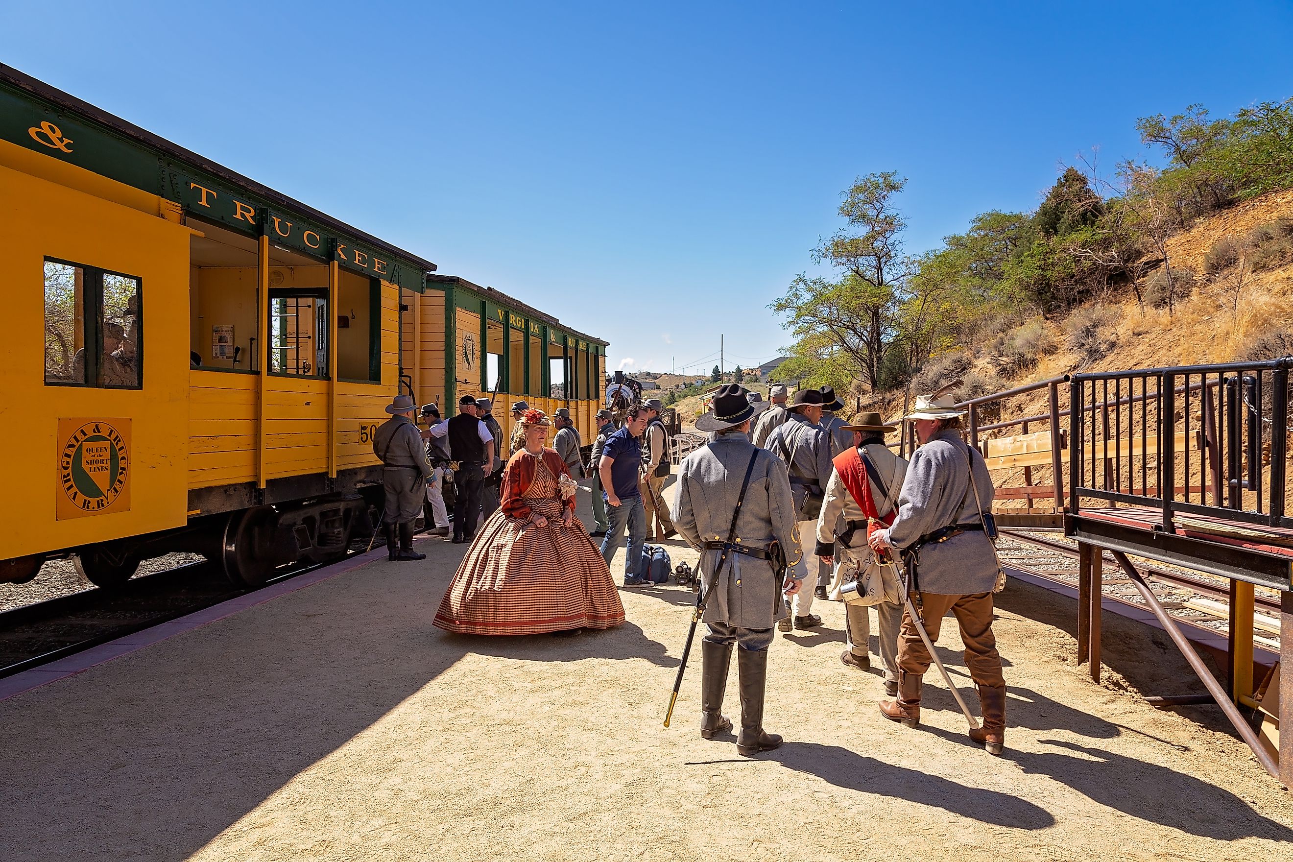 Historical reenactors at a festival in Virginia City, Nevada. Photography by Alex Roch via Shutterstock.