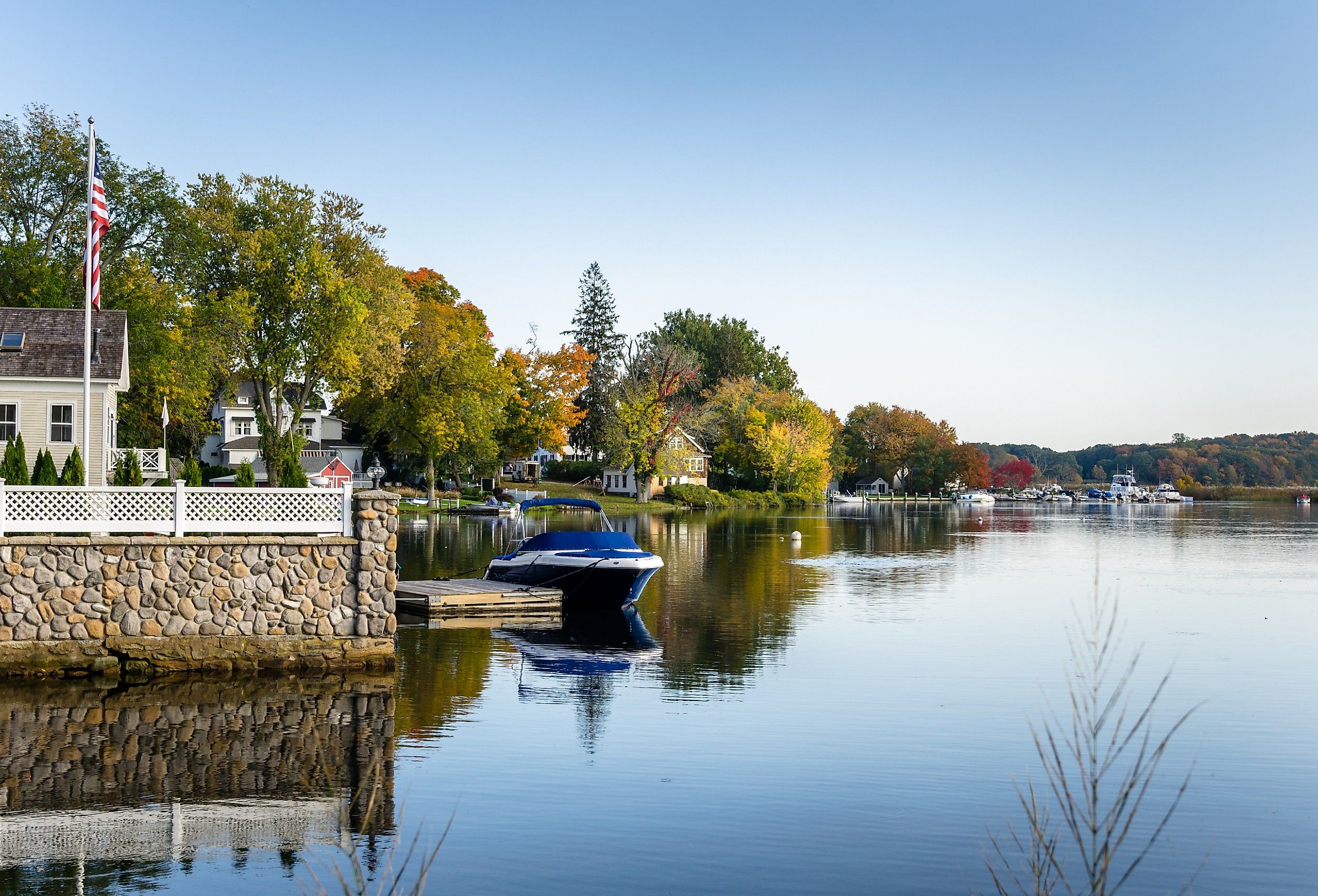 Waterside homes in Essex, Connecticut.