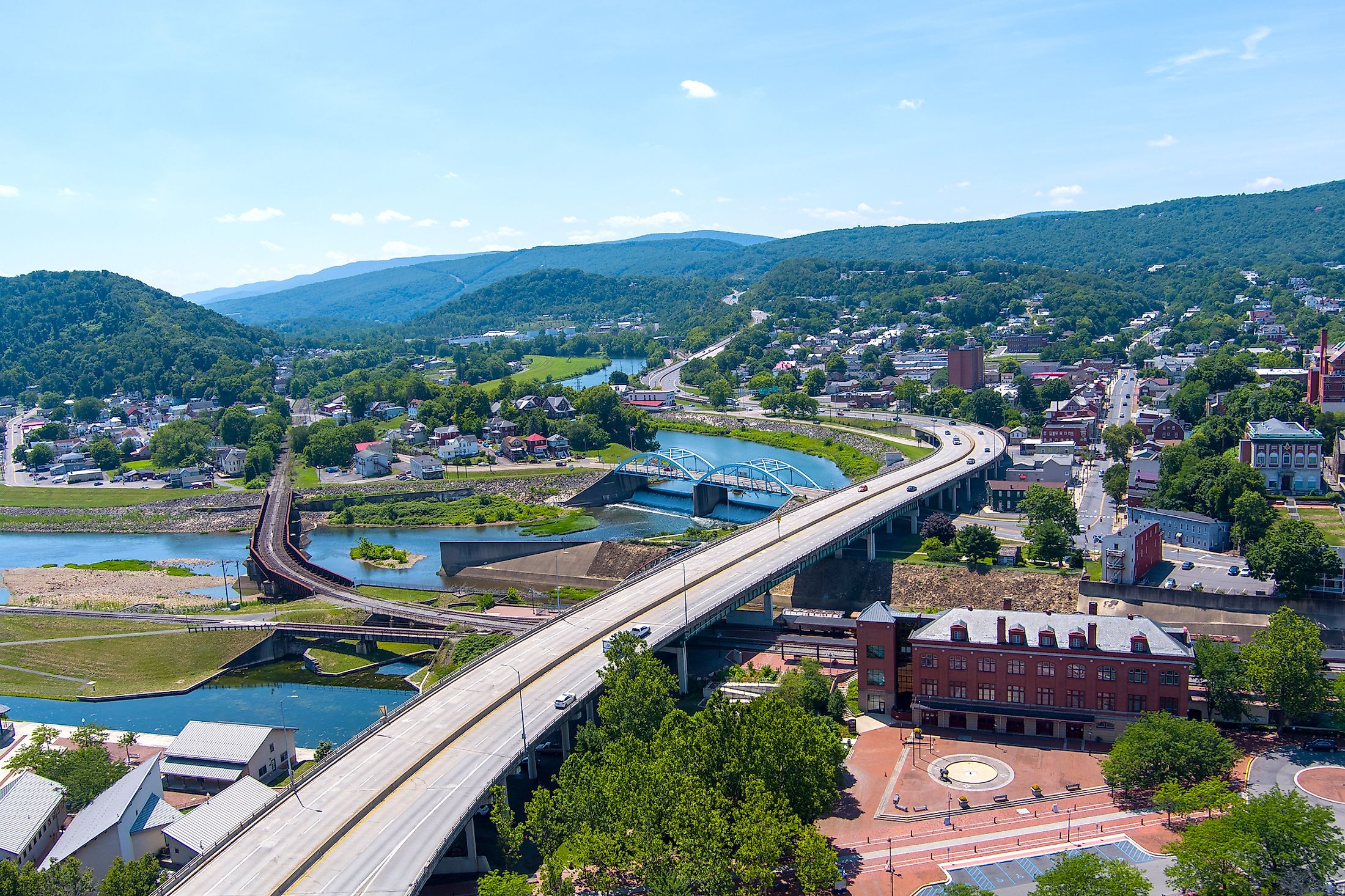 Aerial view of Cumberland, Maryland.