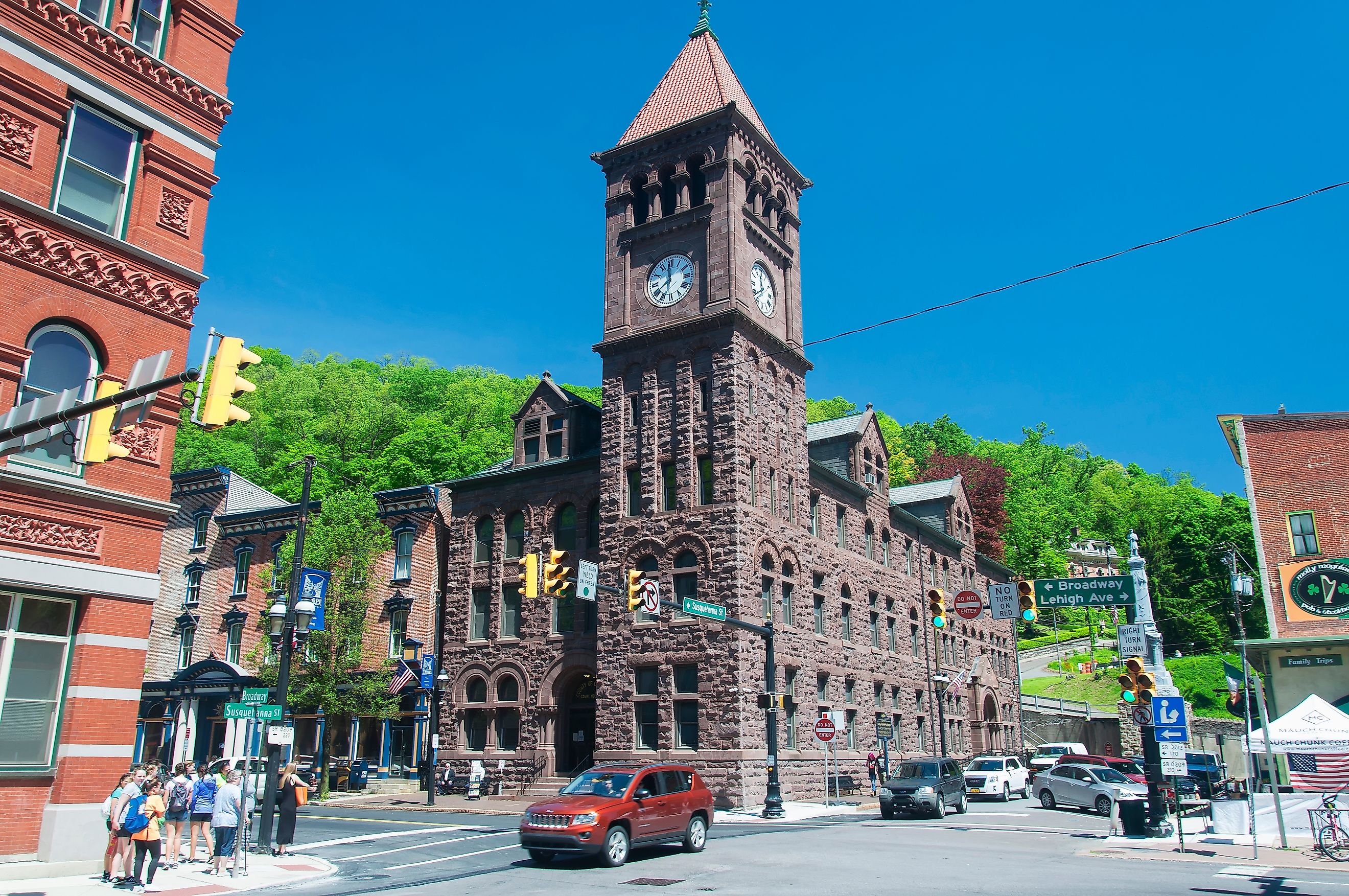 Historic landmarks in downtown Jim Thorpe in Pennsylvania. Editorial credit: Dan Hanscom / Shutterstock.com