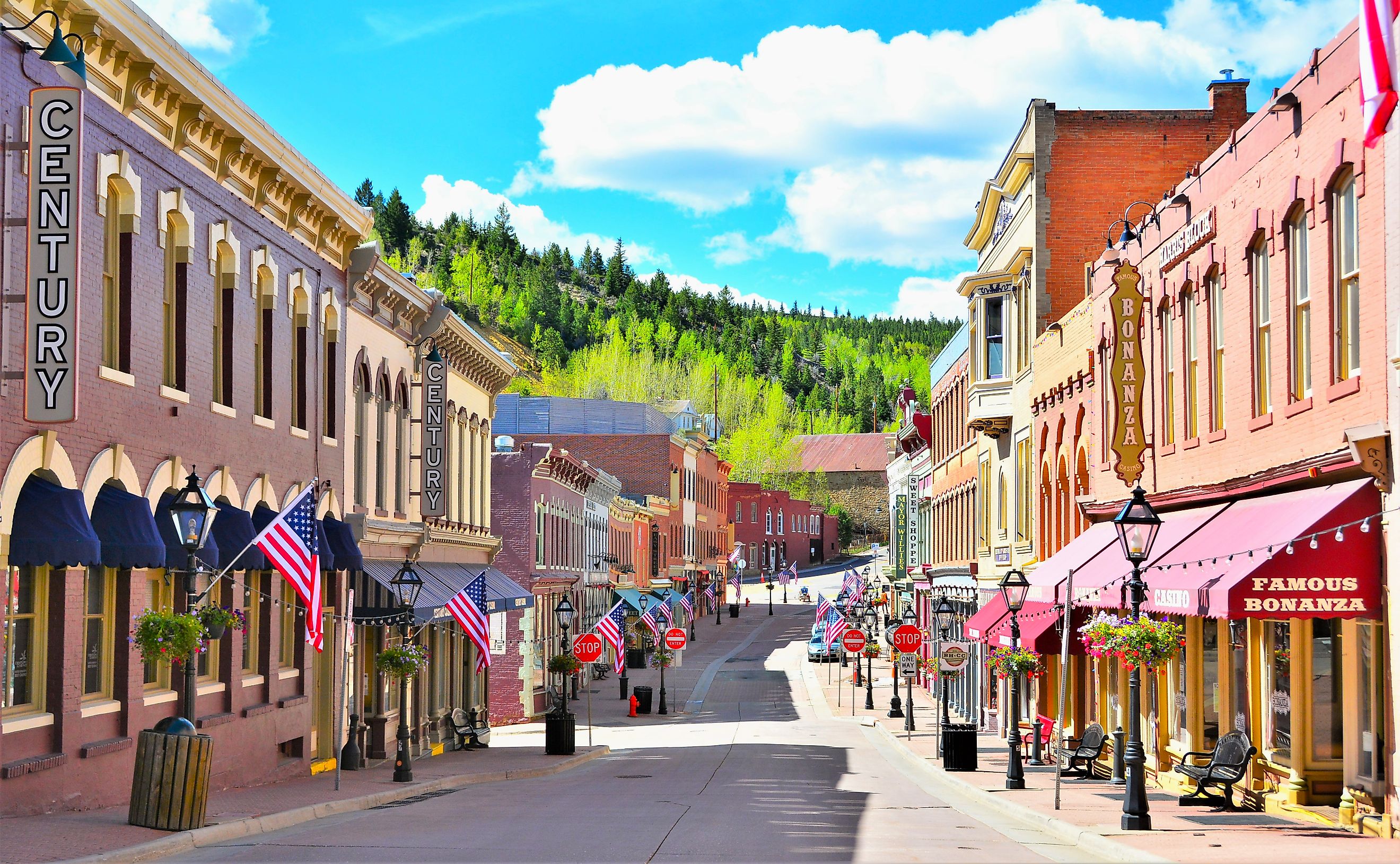 Small businesses in downtown Central City, Colorado.