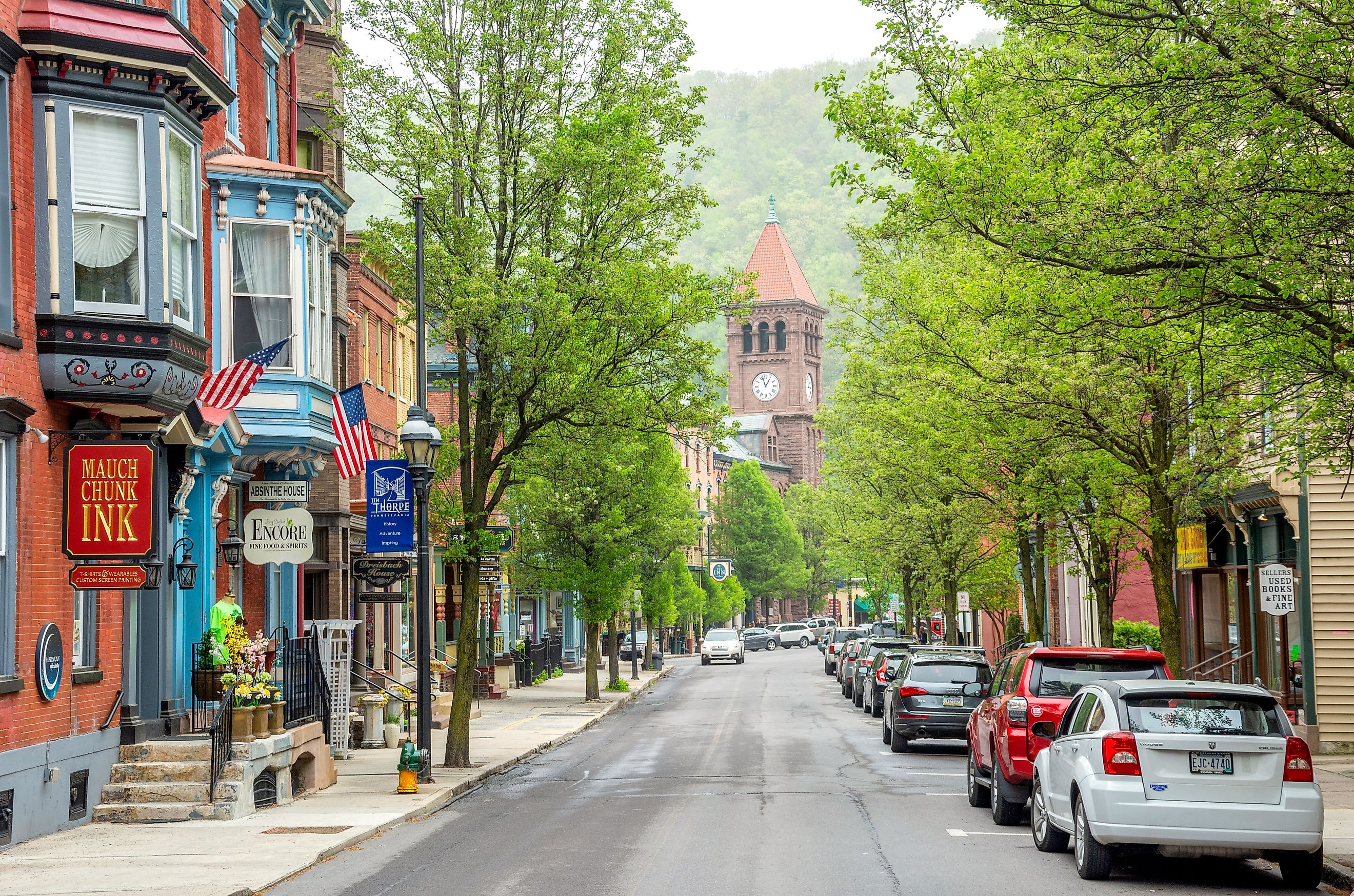 Main Street in Jim Thorpe, Pennsylvania. Editorial credit: Alizada Studios / Shutterstock.com.