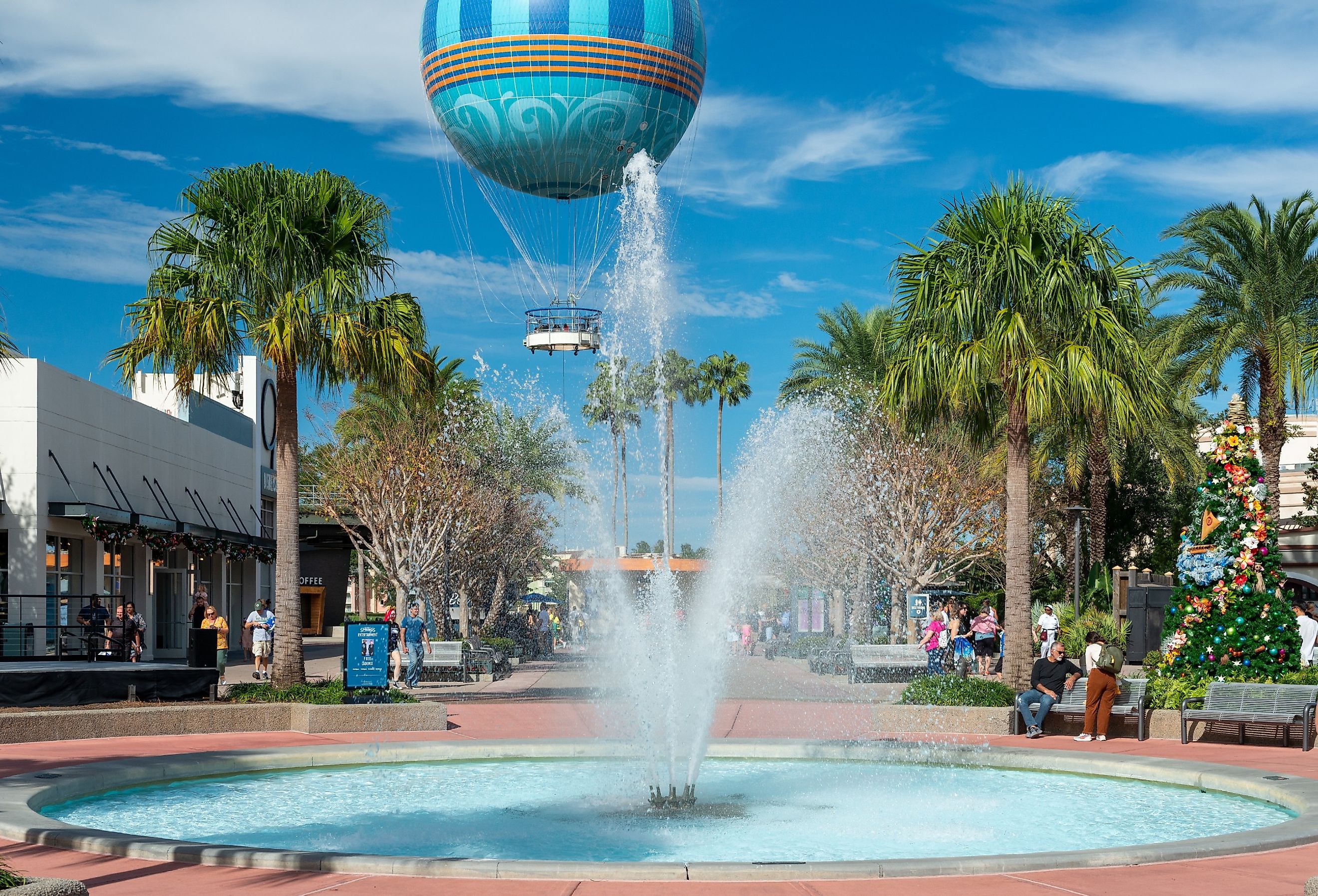 The Aerophile Aero30 balloon basket over Disney Springs, Orlando, Florida. Image credit Dolores M. Harvey via Shutterstock