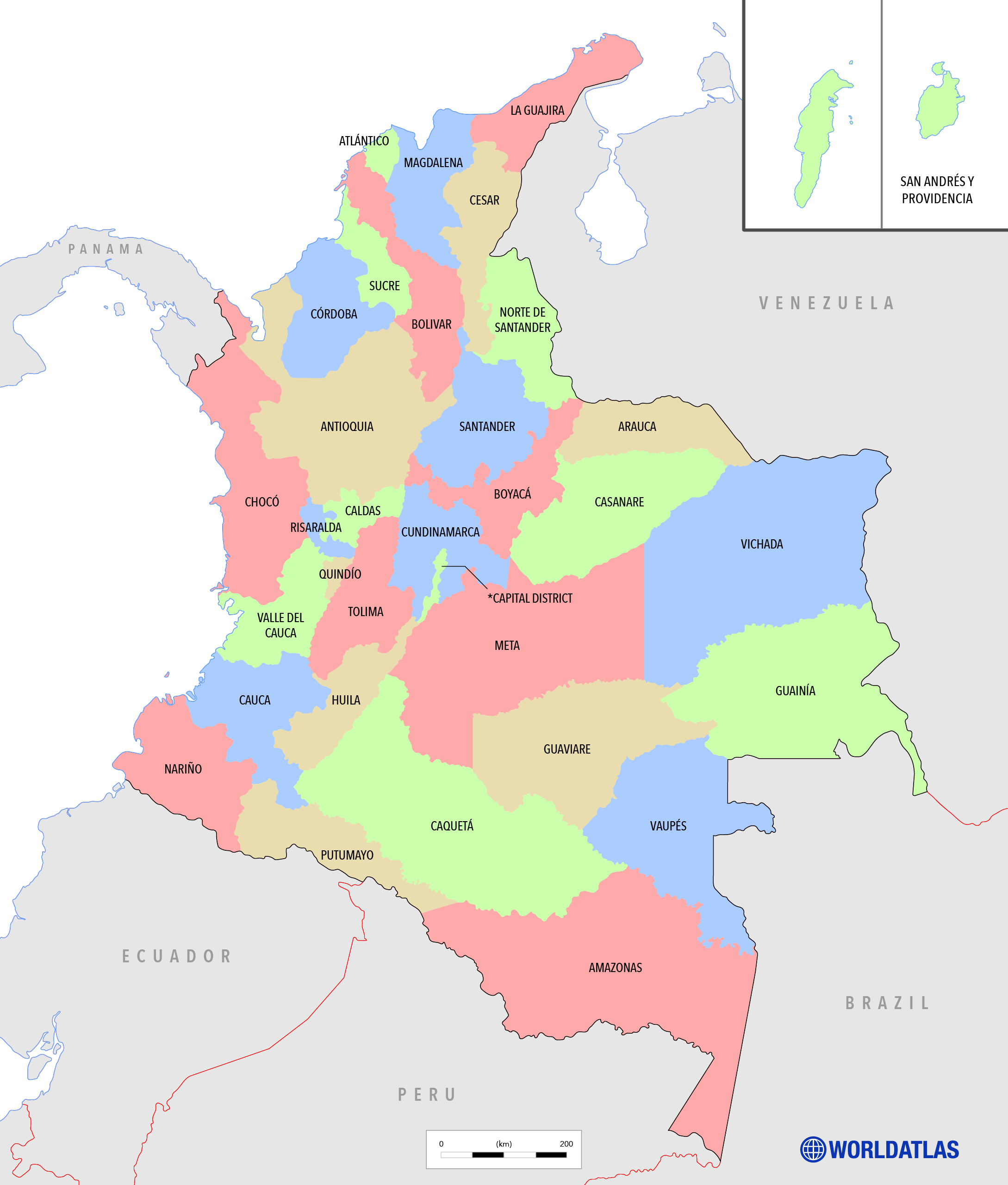 Political Map Of Colombia Map Vector