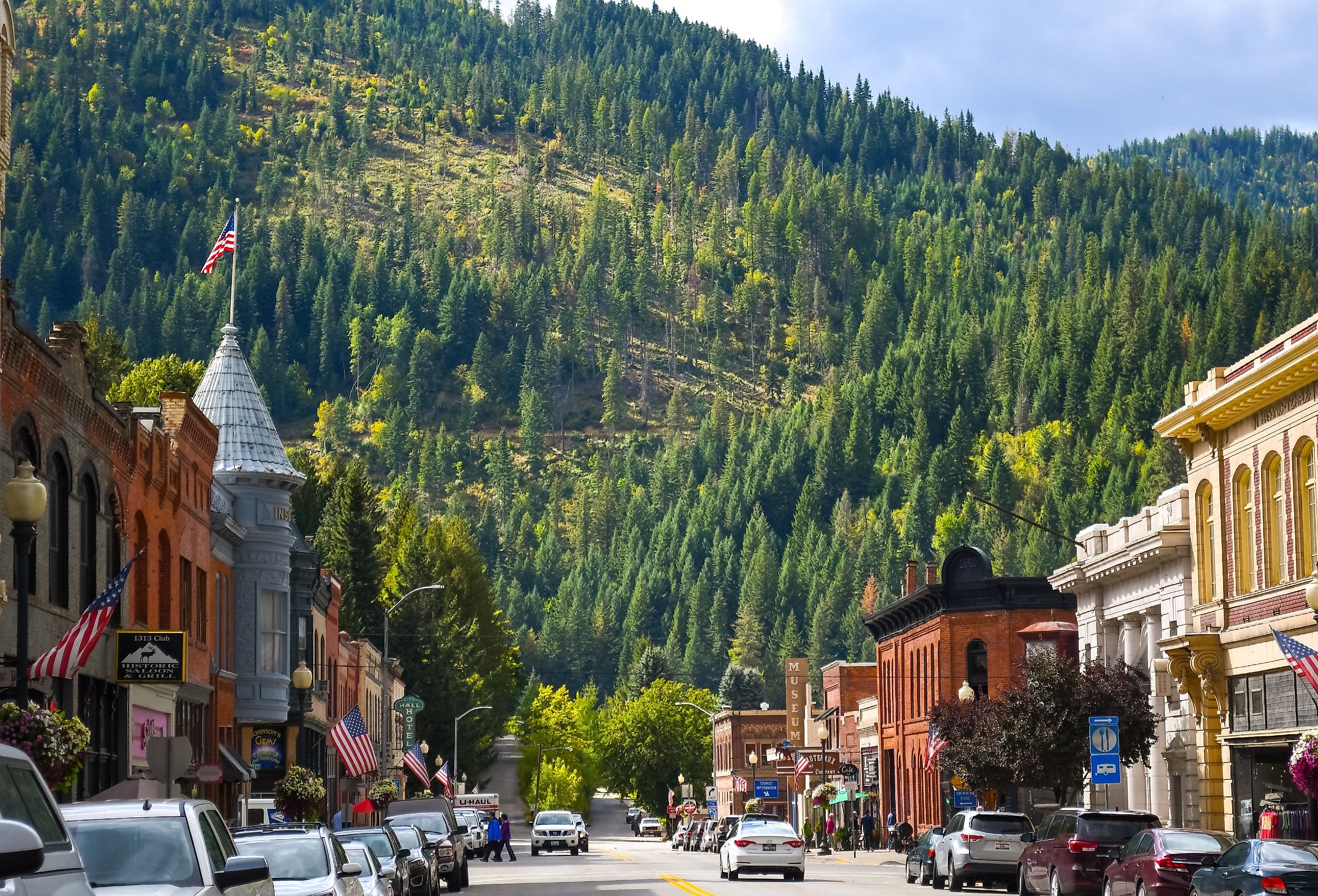 Main street with it's turn of the century brick buildings in the historic mining town of Wallace, Idaho. Image credit Kirk Fisher via Shutterstock