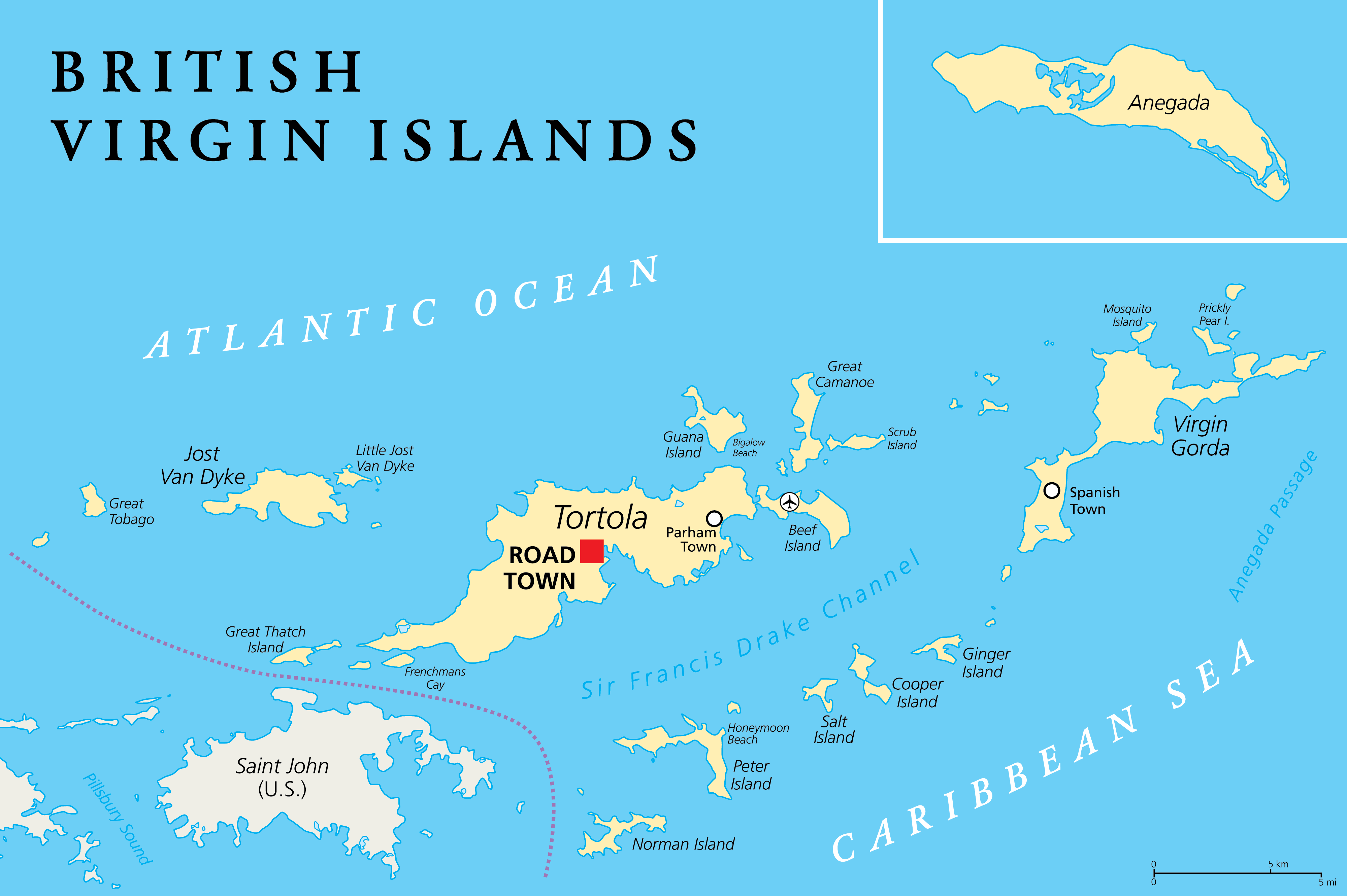 British Virgin Islands Map Political 