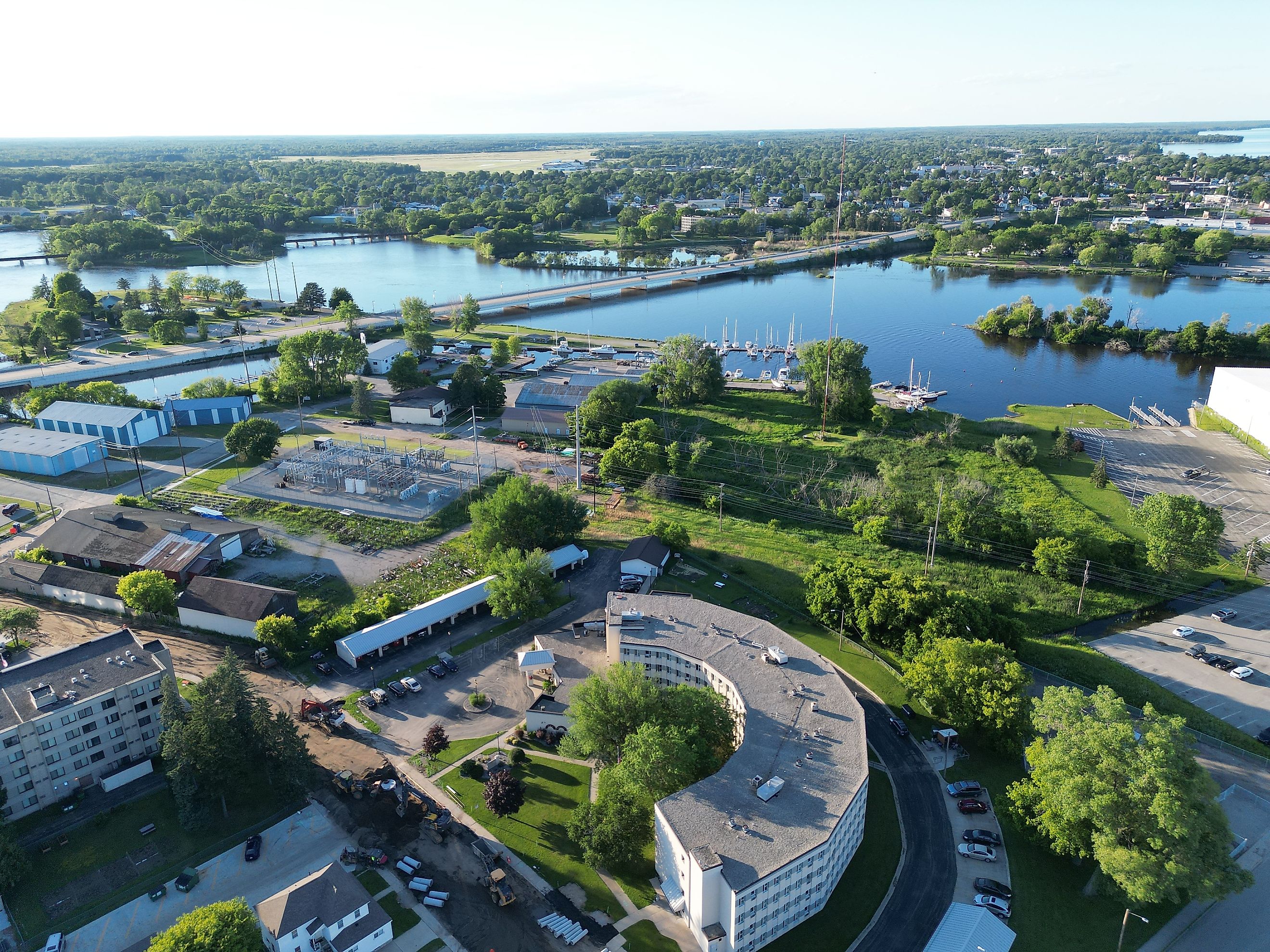 Aerial view of Marinette in Wisconsin.