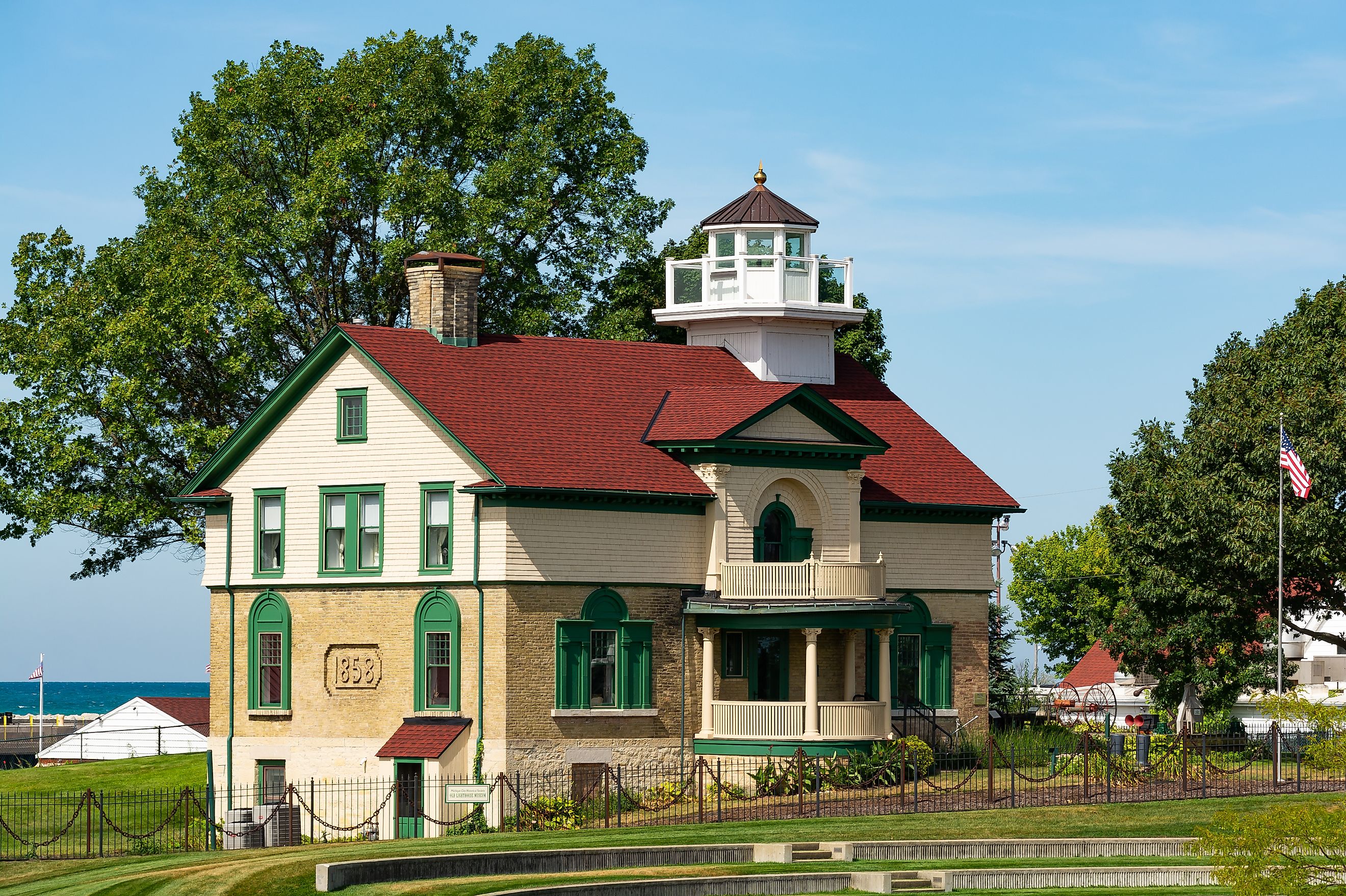 The Old Michigan City Lighthouse on a beautiful Summer morning. Michigan City, Indiana.