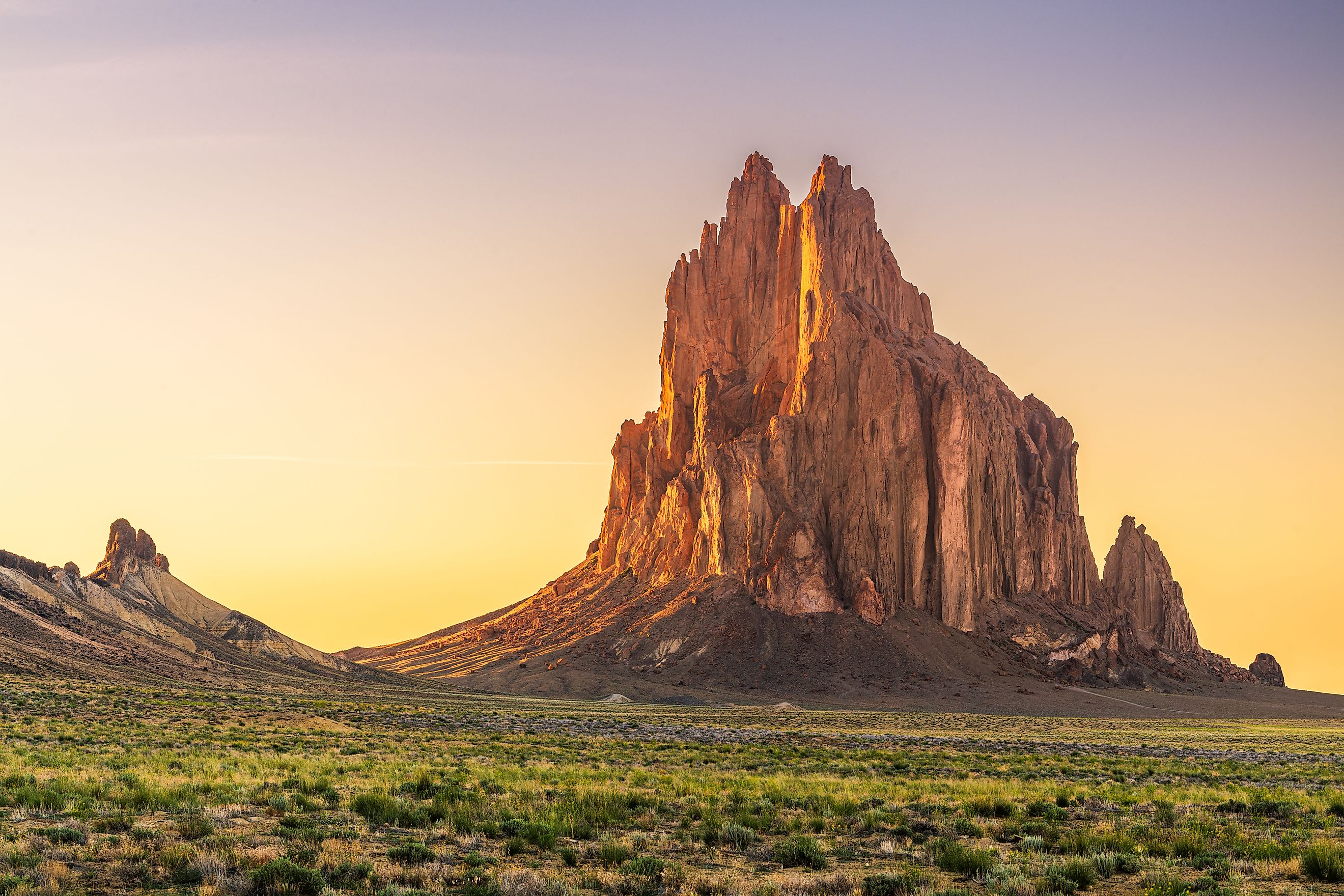 Shiprock, New Mexico, USA at the Shiprock rock formation.