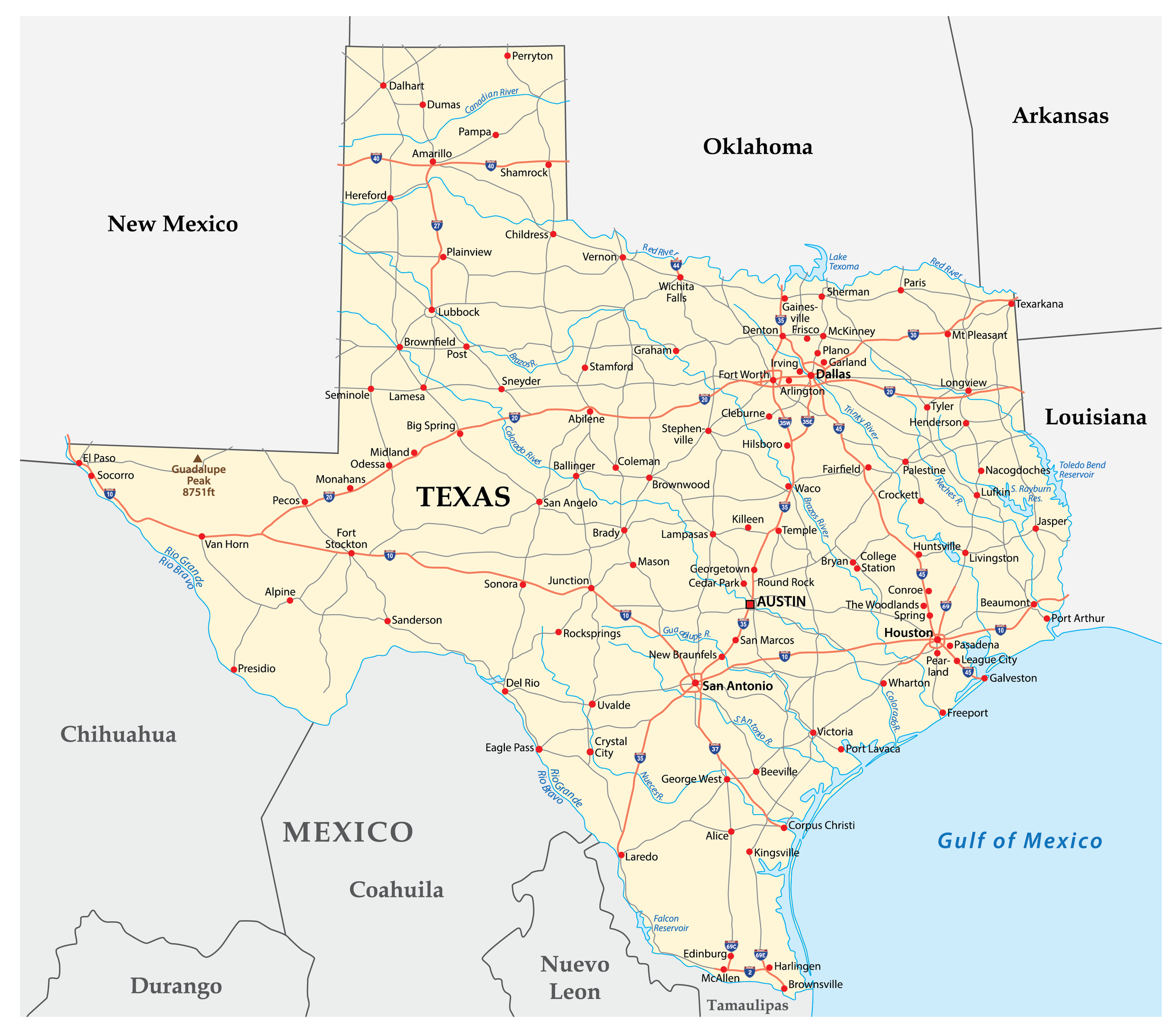 What States Border Texas? - WorldAtlas
