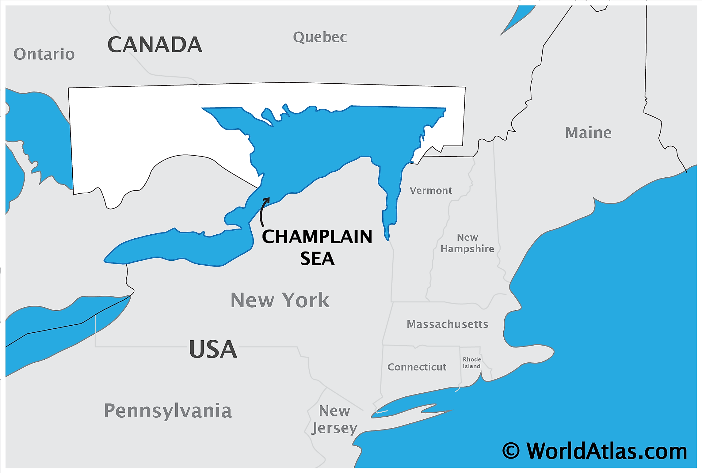 Map showing the Champlain Sea.