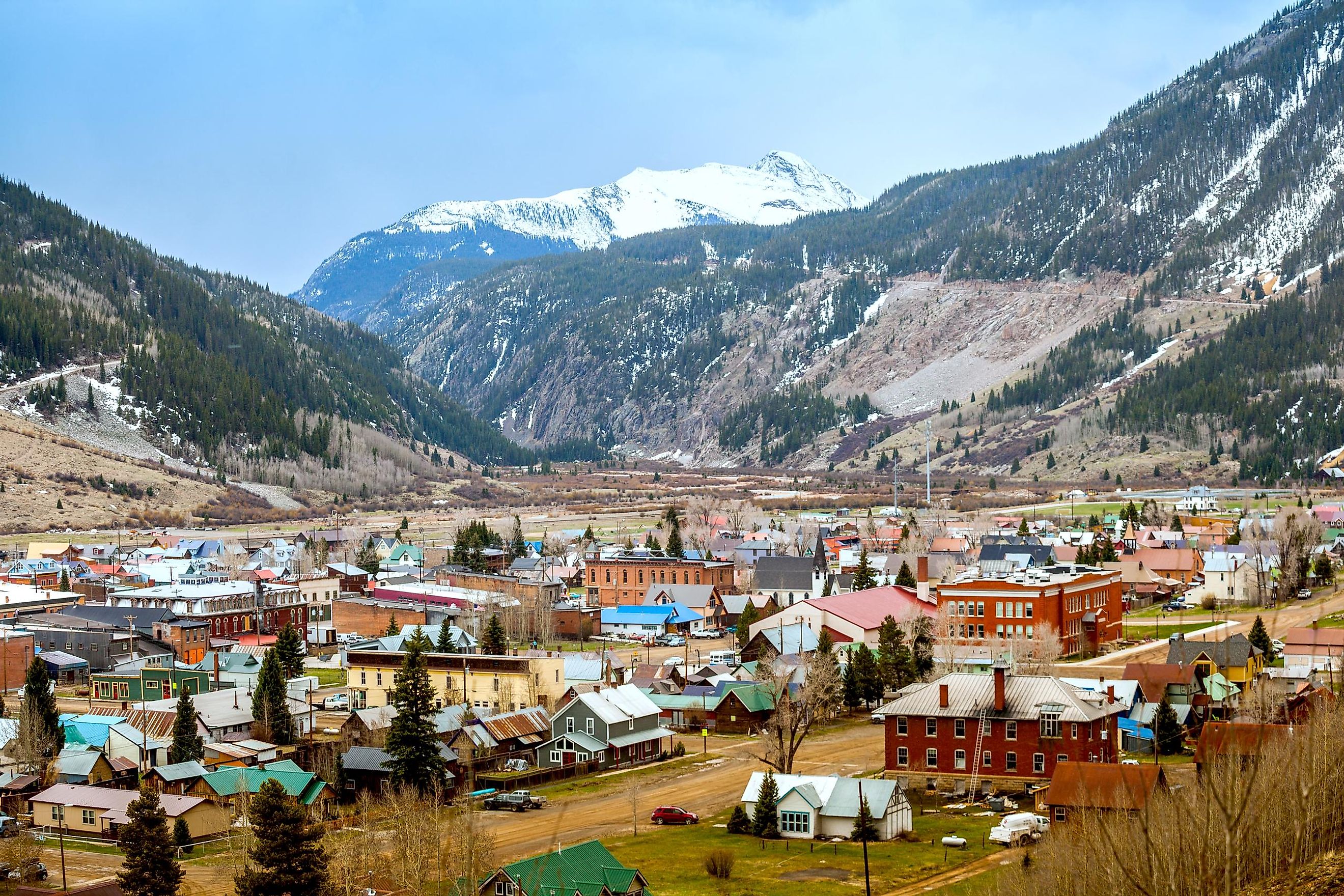 Aerial view of Silverton, Colorado.