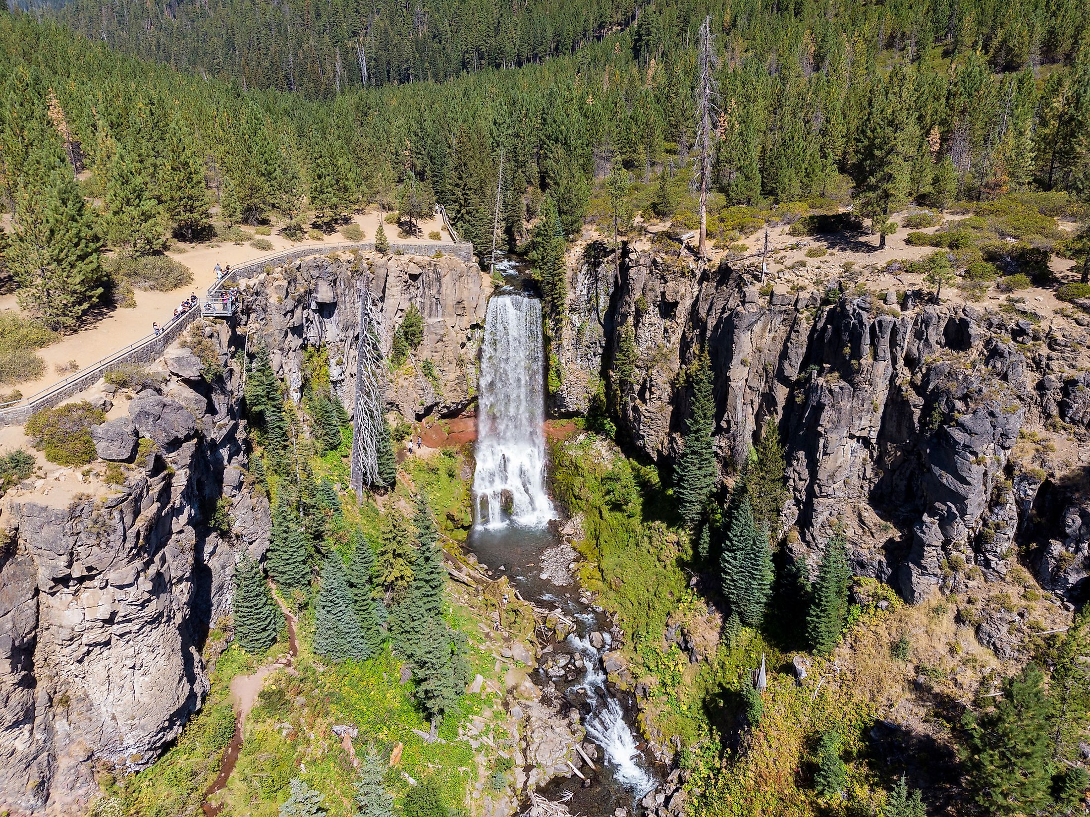 Aerial view of Tumalo Falls, Oregon.