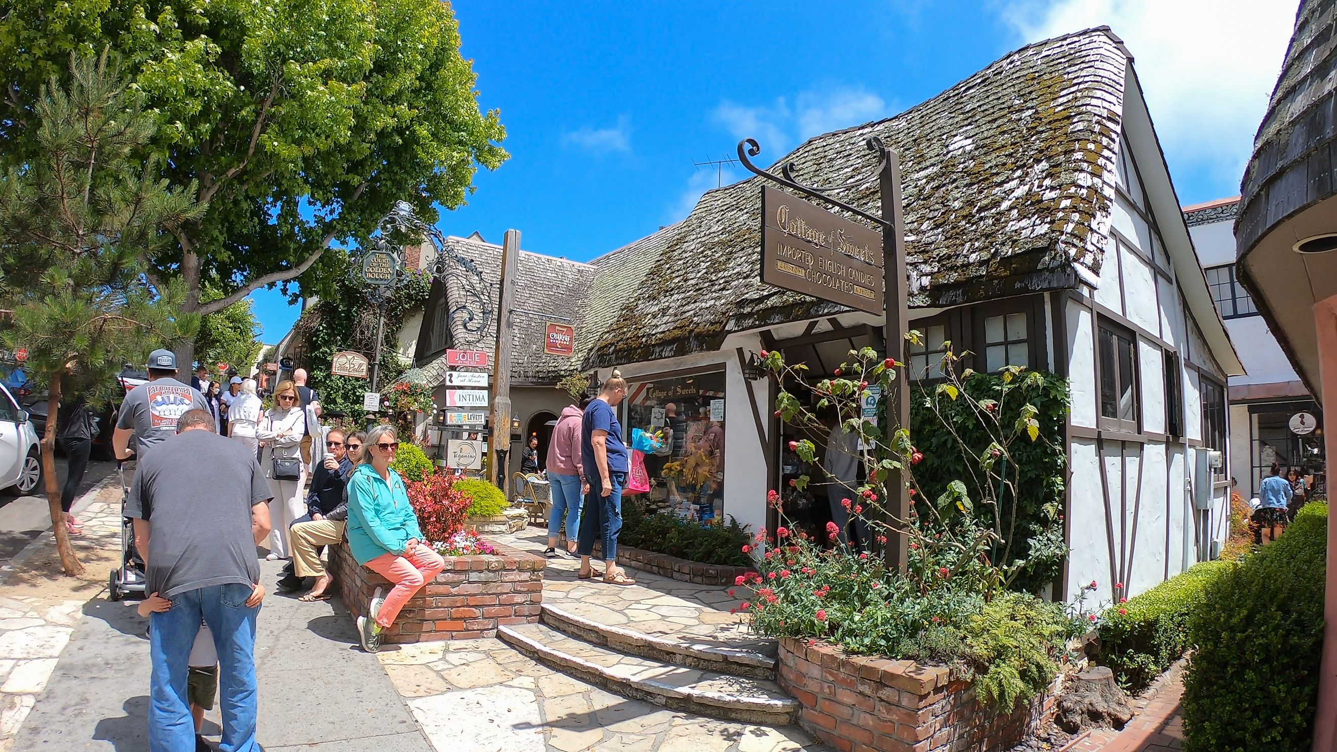 The Cottage of Sweets is a traditional British-style sweets shop located in the quaint little town of Caramel-by-the-Sea, California, via TMP - An Instant of Time / Shutterstock.com