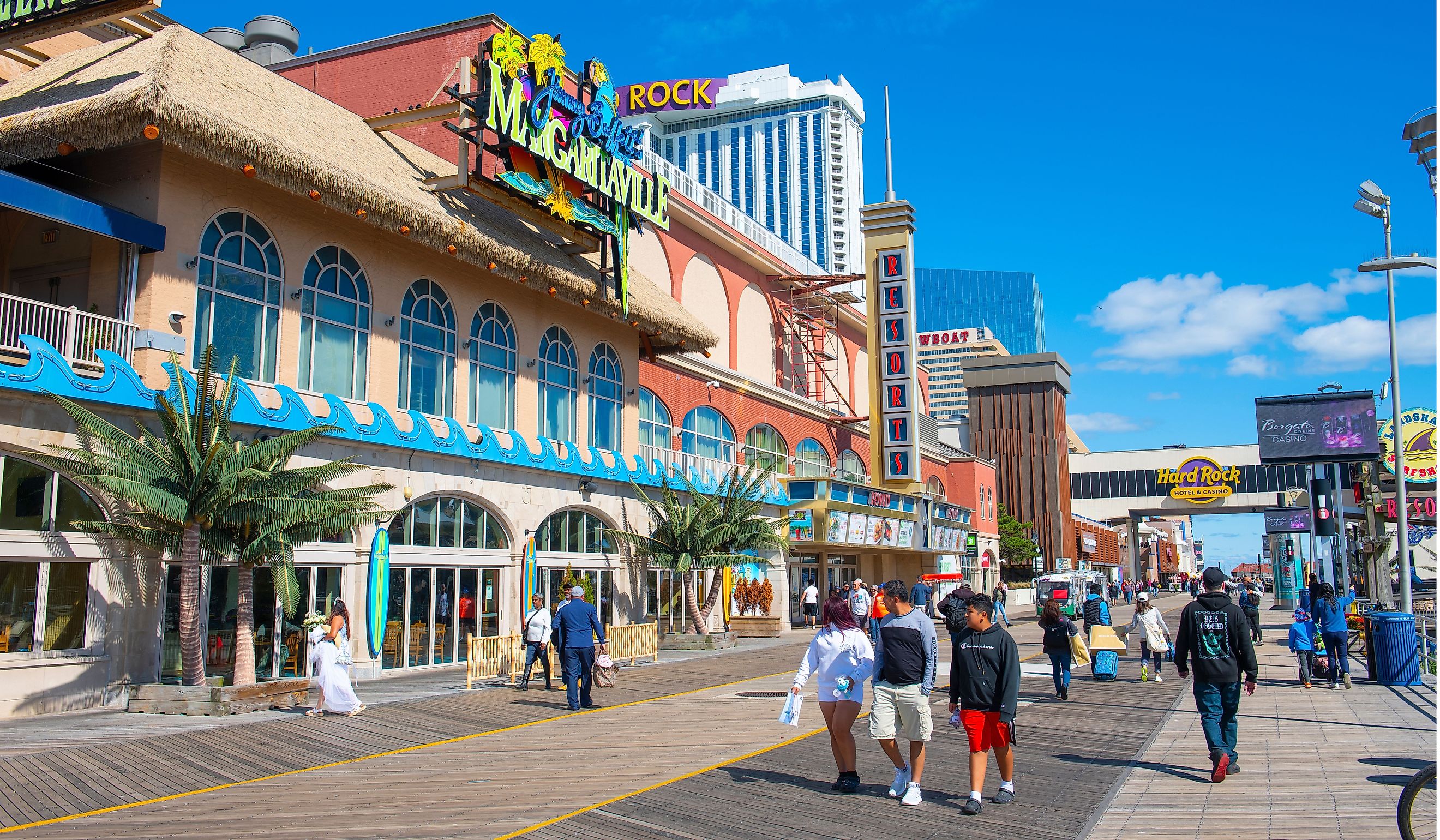 Margaritaville Restaurant at 1133 Boardwalk at Resorts Casino Hotel in Atlantic City, New Jersey. Editorial credit: Wangkun Jia / Shutterstock.com