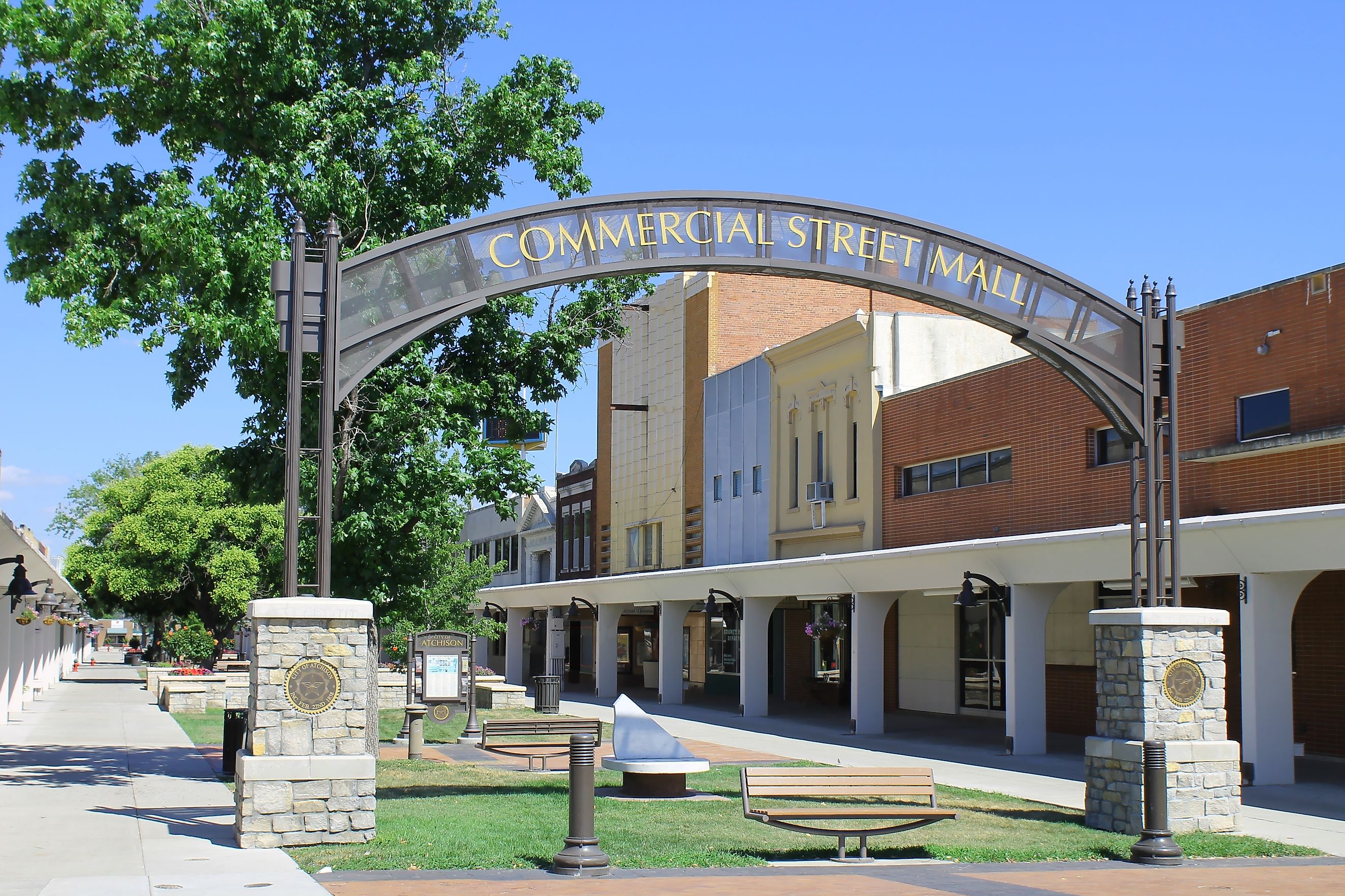 View of the Commercial Street Mall area in downtown Atchison, Kansas. Image credit: Dustin77a / Shutterstock.com.