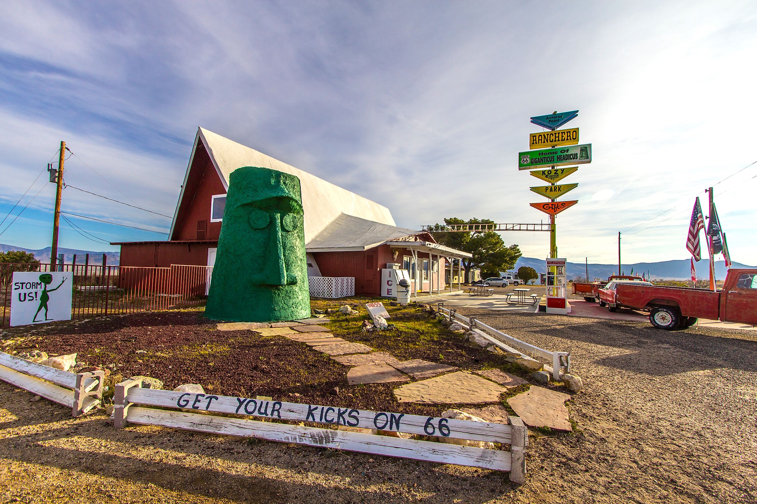 Roadside landmark Giganticus Headicus along Route 66 in Arizona. Editorial credit: ehrlif / Shutterstock.com.