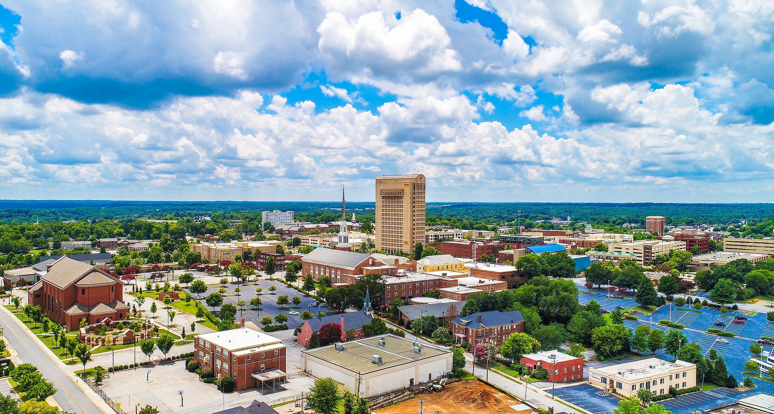 Aerial view of Spartanburg, South Carolina.