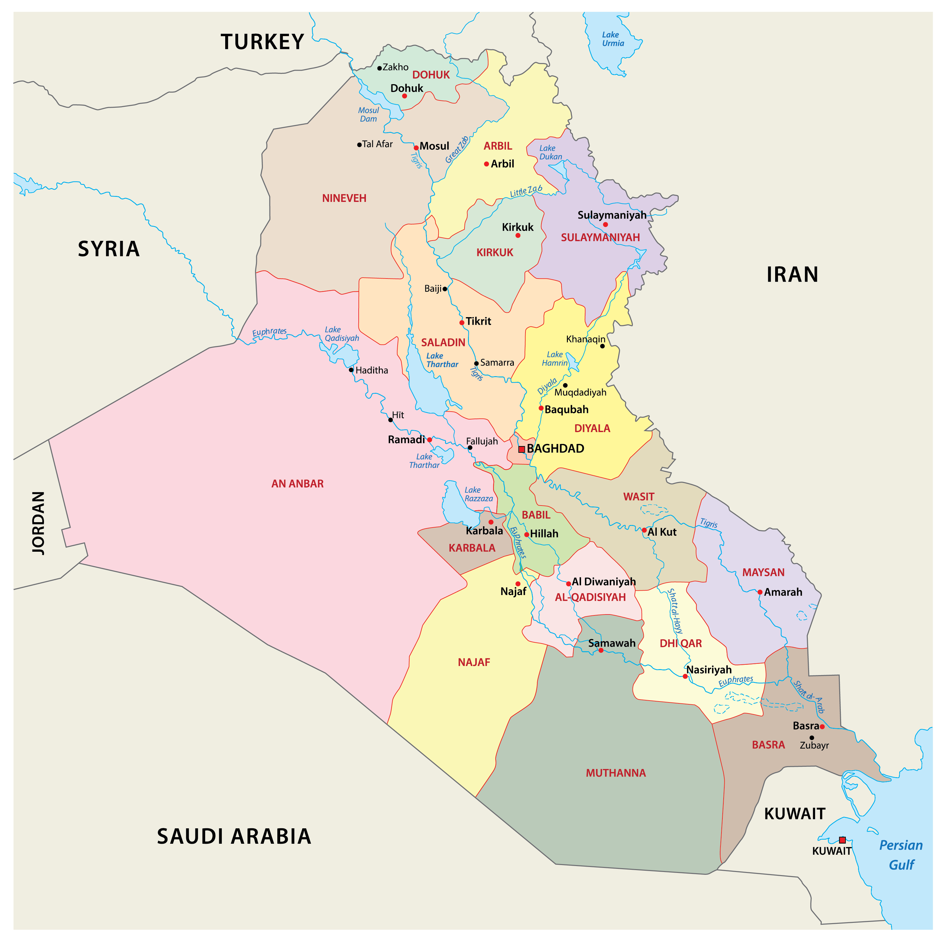 Governorates Of Iraq Map 