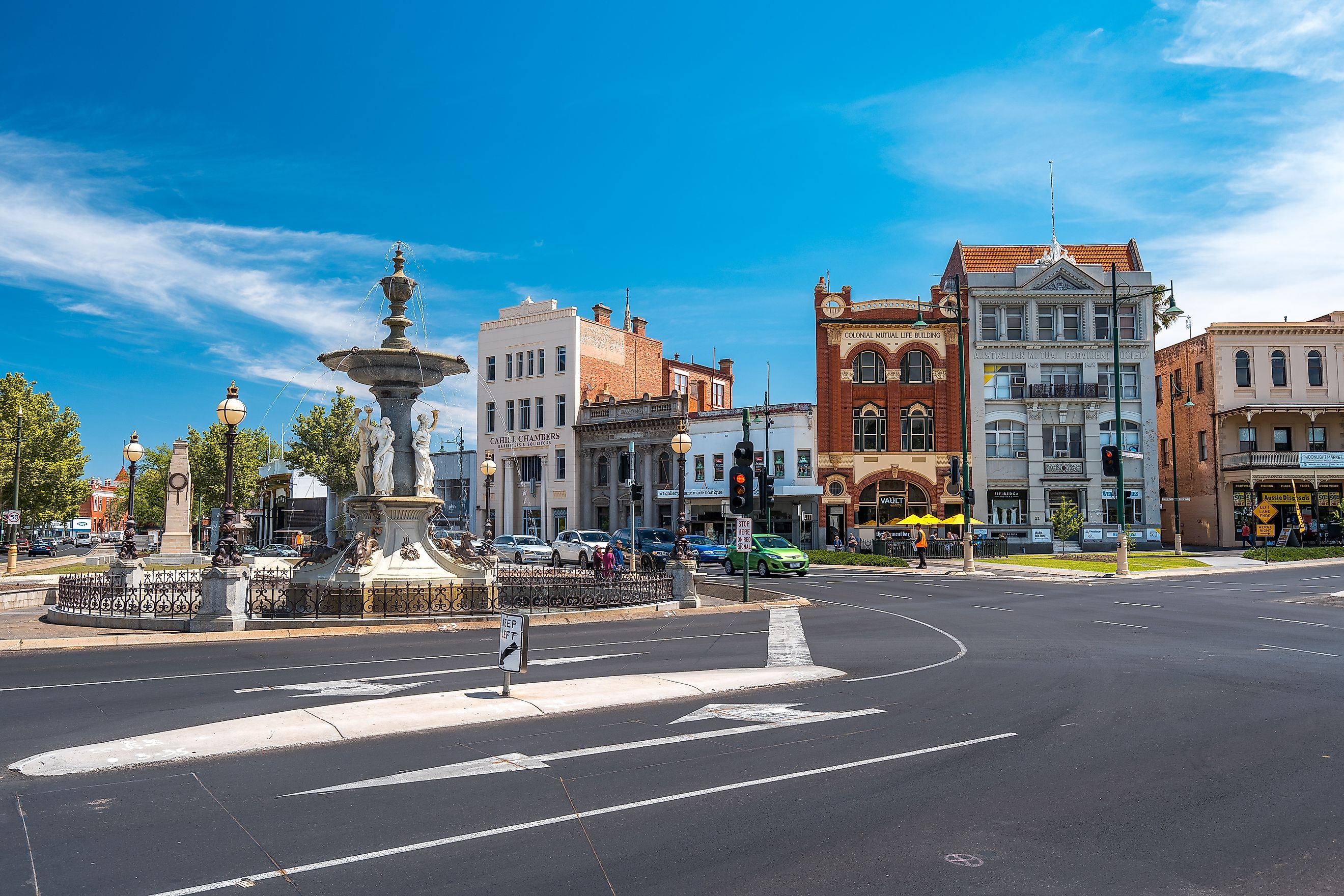 Bendigo, Victoria: Alexandra Fountain in the town center, via Alex Cimbal / Shutterstock.com