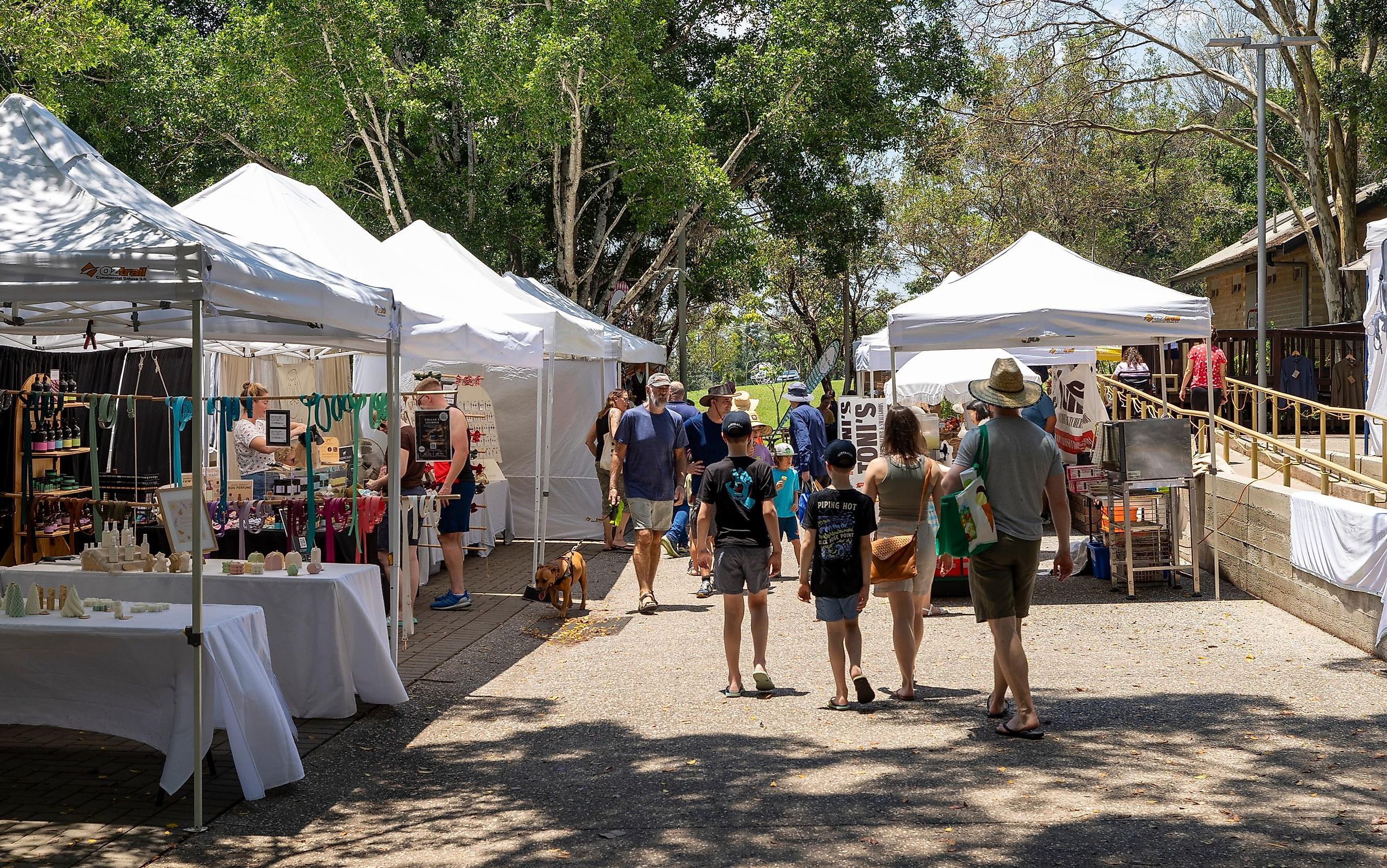 Customers visit the bi-weekly market stalls in Eumundi in Queensland