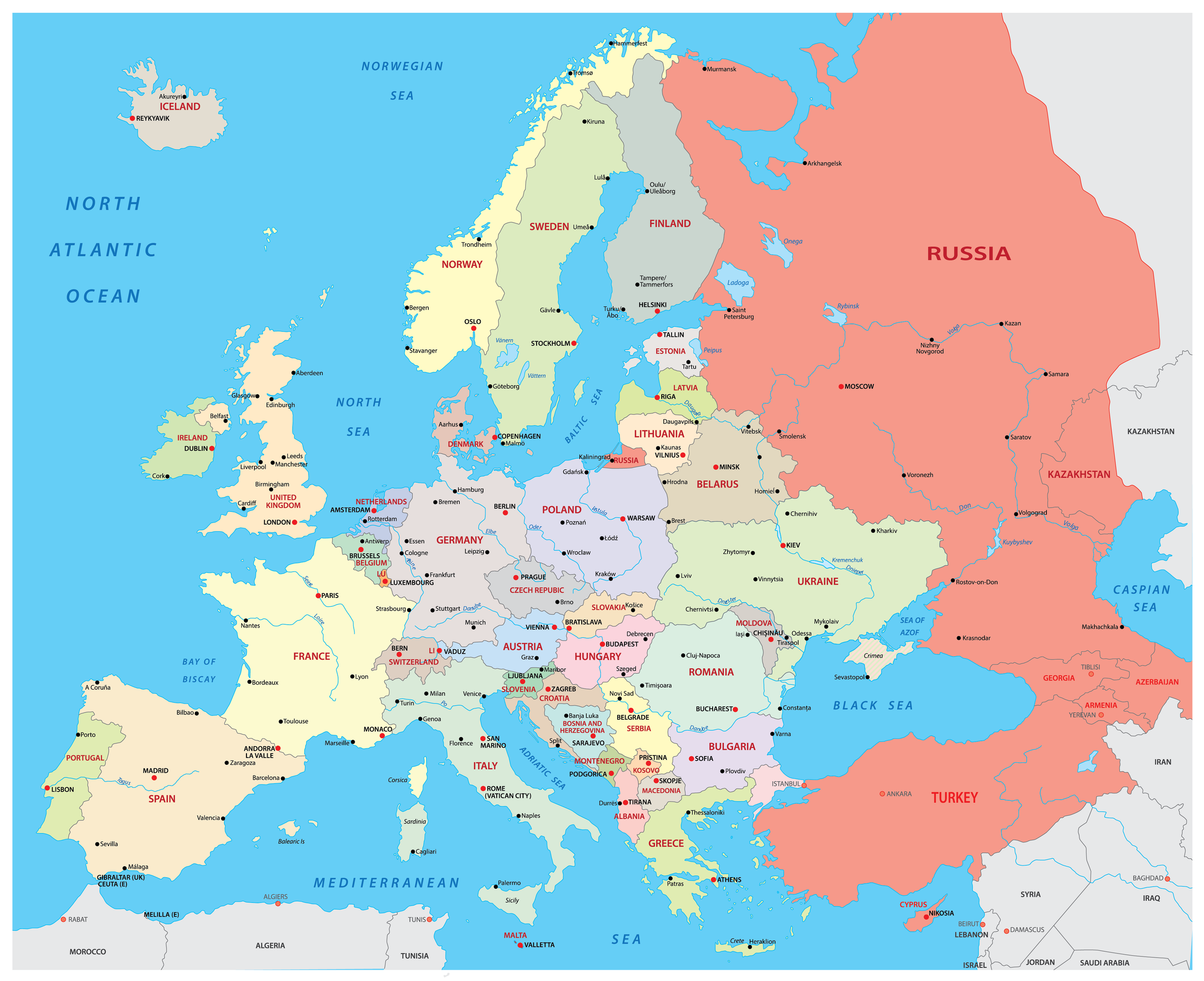 blank european countries map