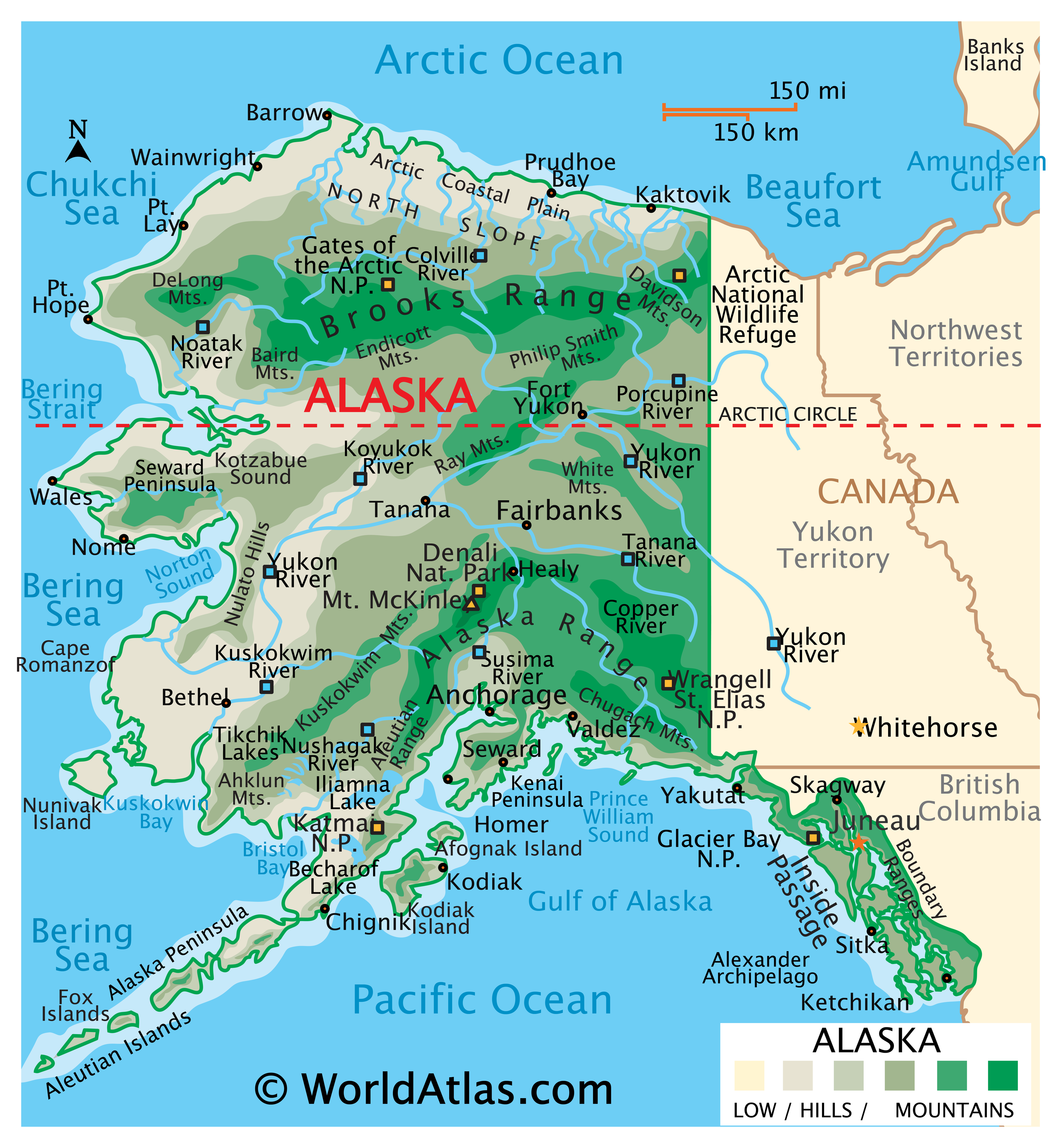 alaska state map with cities