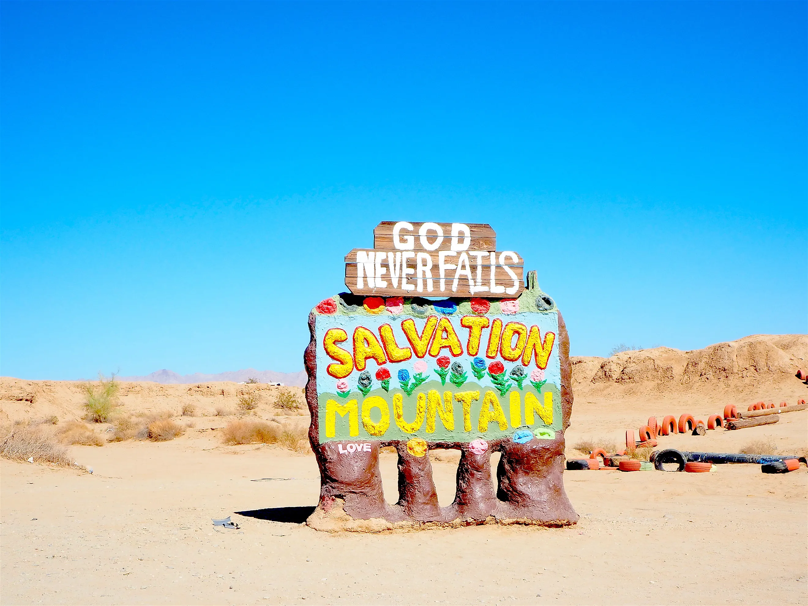 On the road to Salvation Mountain near Niland, California.