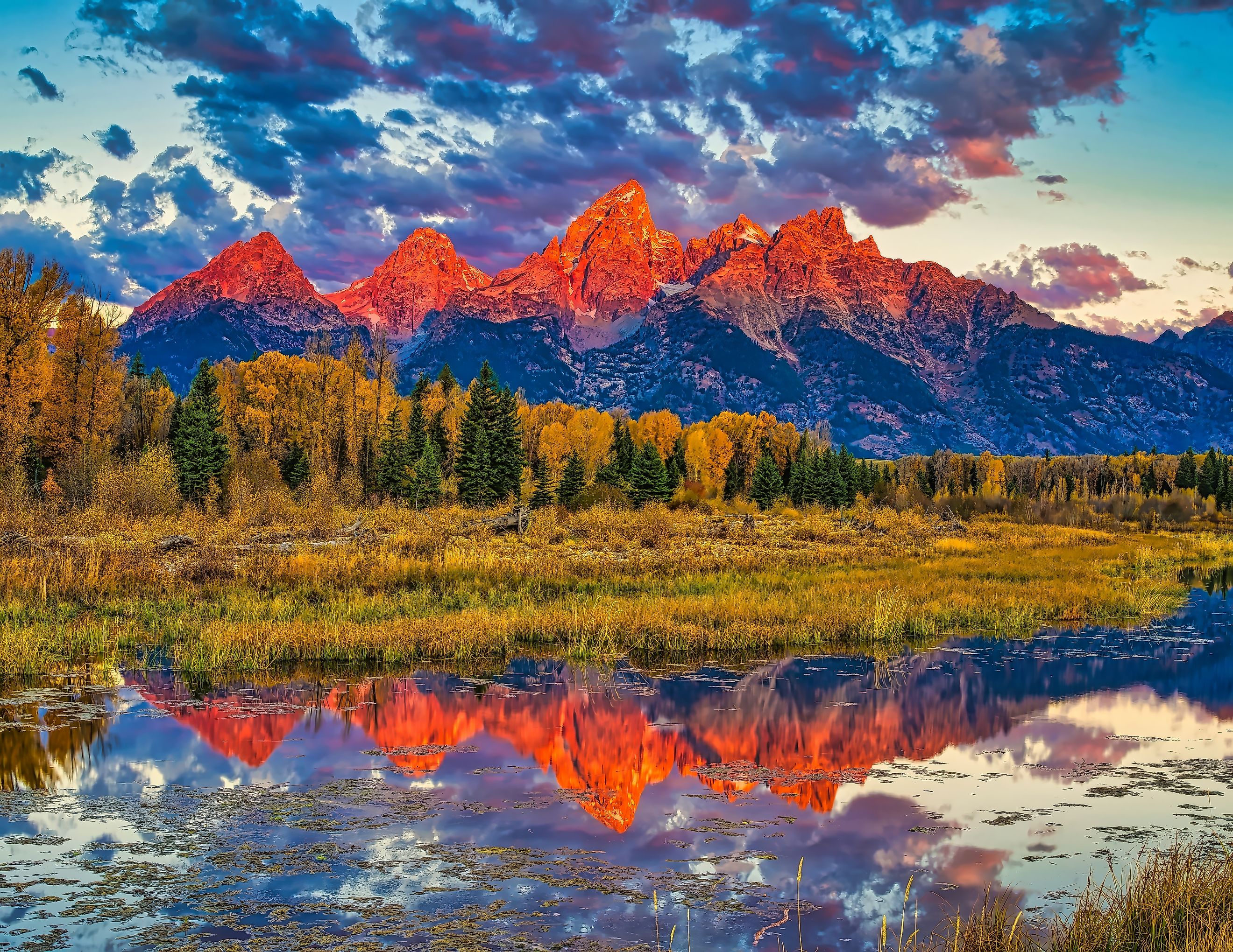 Majestic view of the Teton mountain range in Grand Teton National Park.