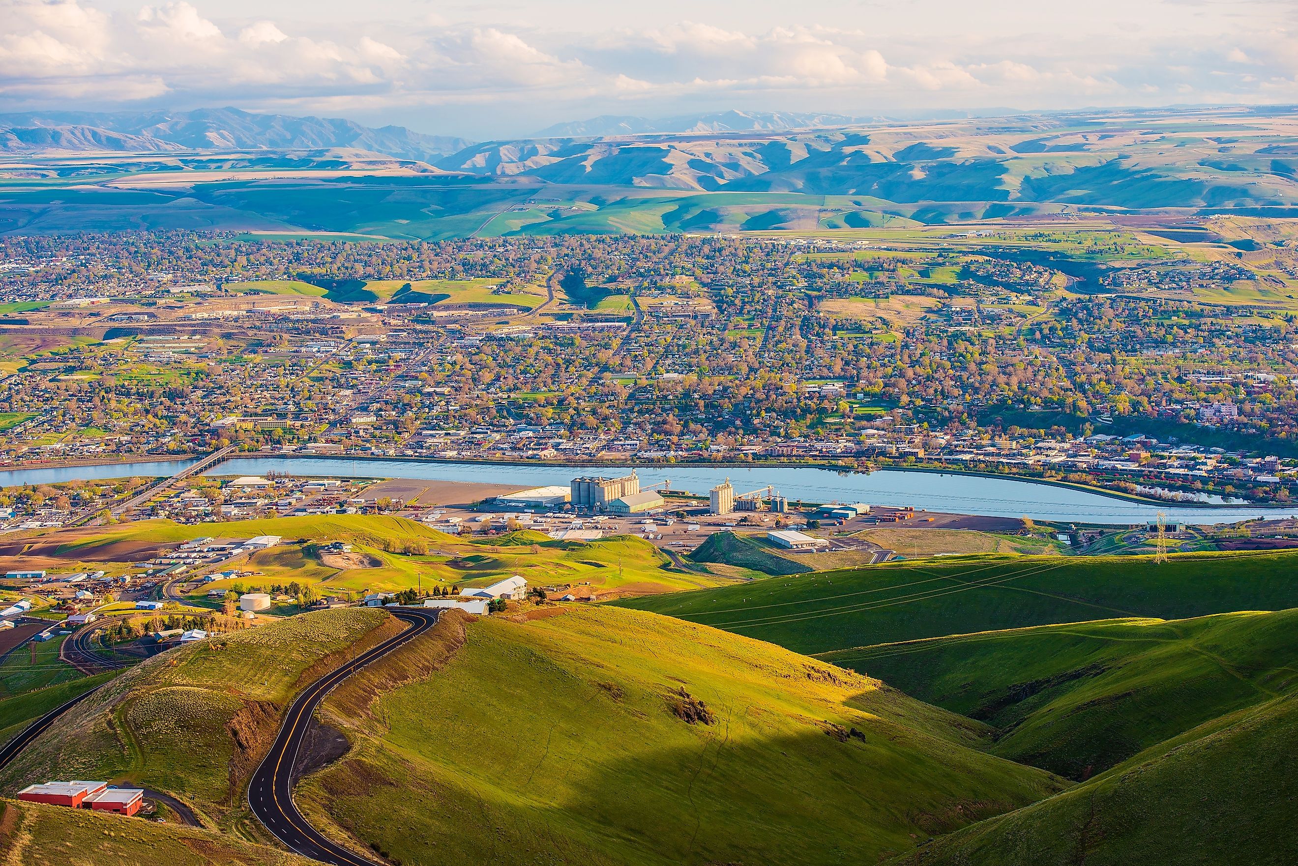 Aerial view of Lewiston in Idaho.