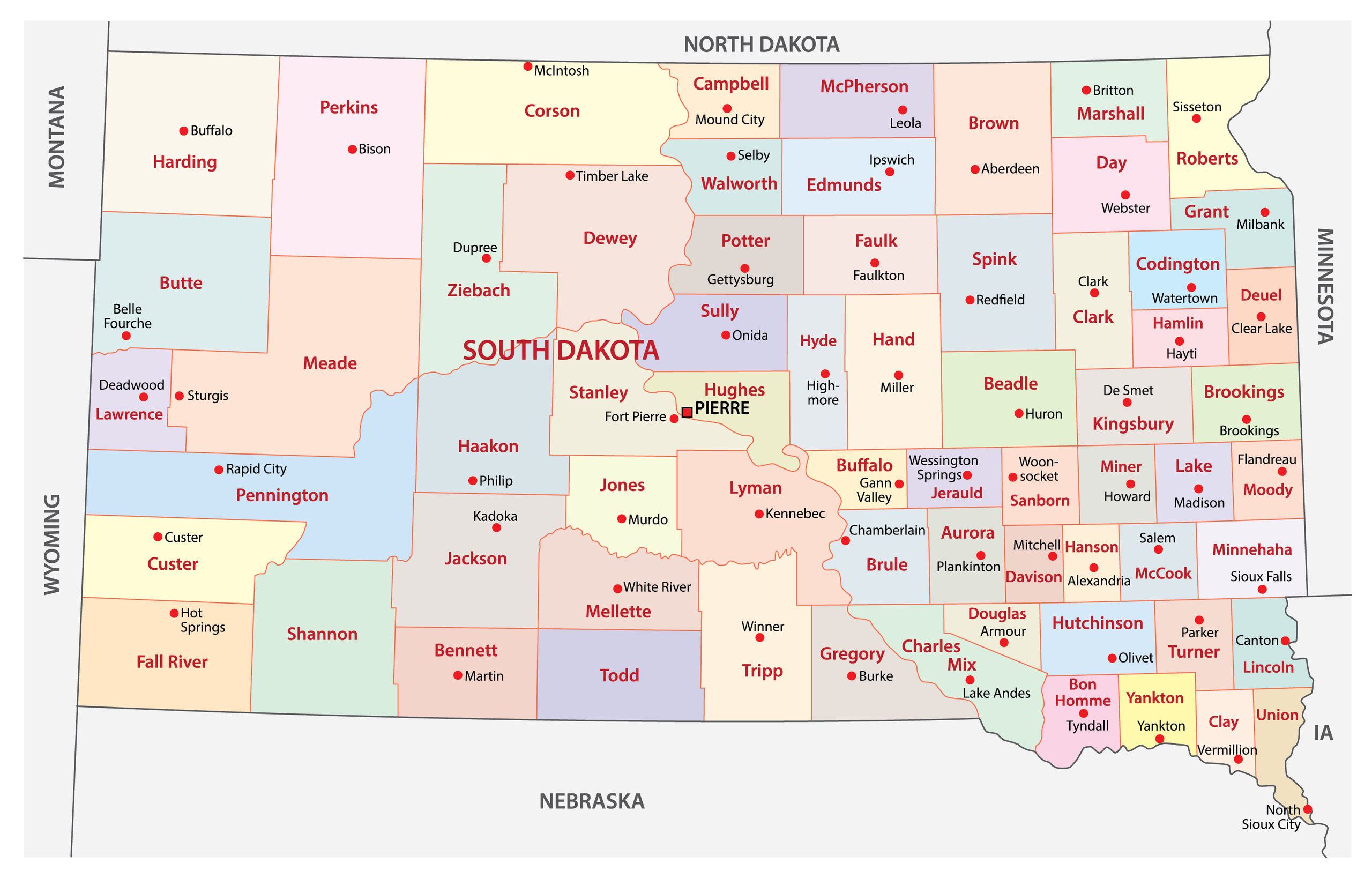 Printable South Dakota Map