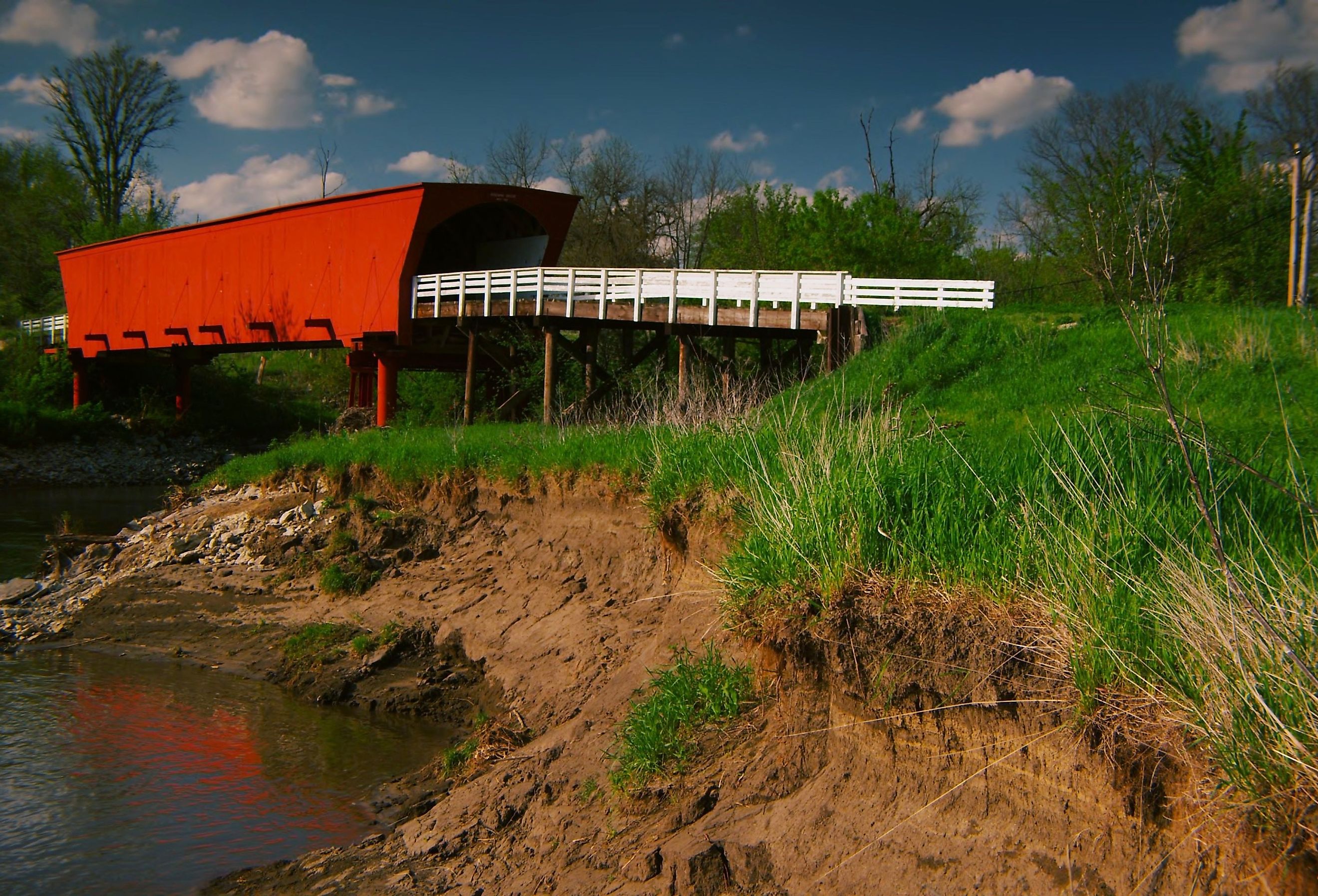 The Roseman Covered Bridge, the most famous of the Bridges of Madison County, on a perfect spring day.