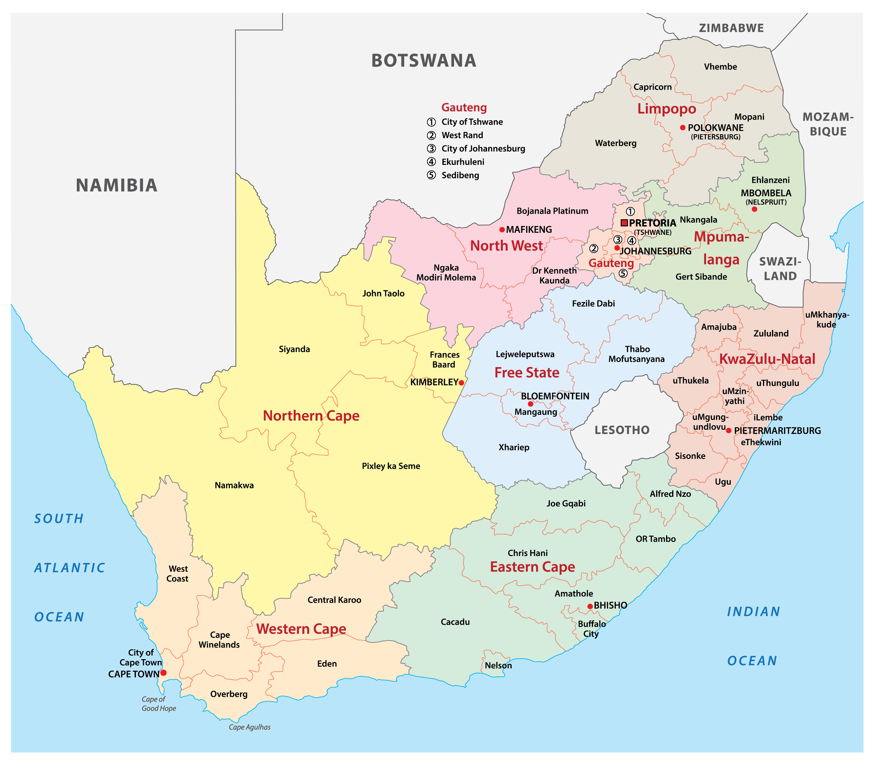 South African Map Showing Provinces - World Map