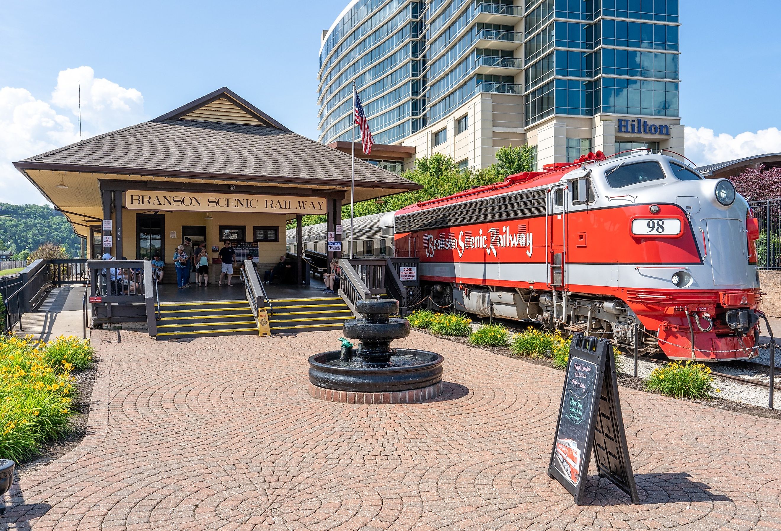 The vintage Branson Scenic Railway passenger train offers an excursion through the foothills of the Ozark Mountains. Departure is from the historic 1905 depot. Image credit Rosemarie Mosteller via Shutterstock