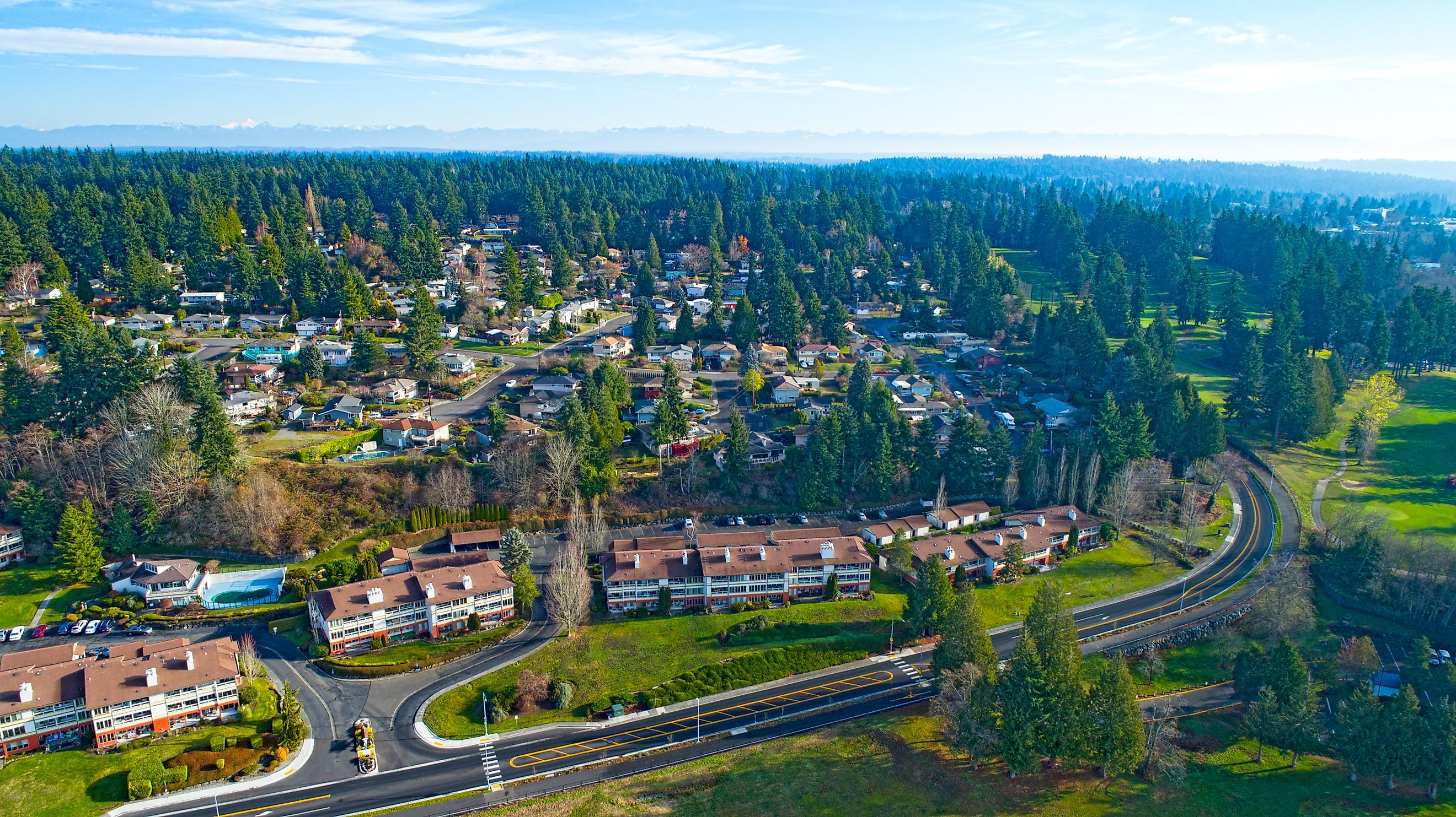 Aerial View of the town Edmonds in Washington.