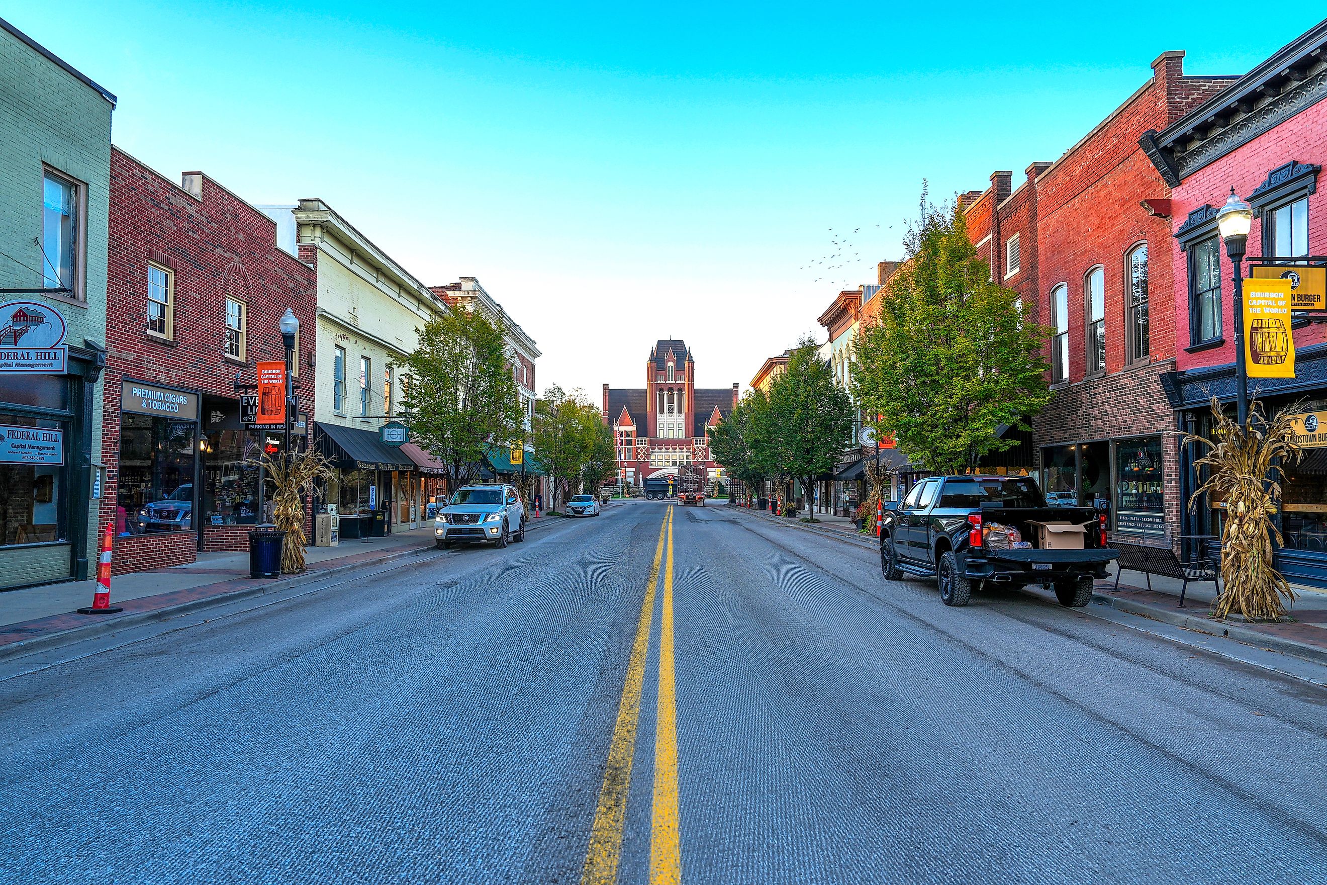 Brick buildings along the Main Street in Bardstown, Kentucky. Editorial credit: Jason Busa / Shutterstock.com.