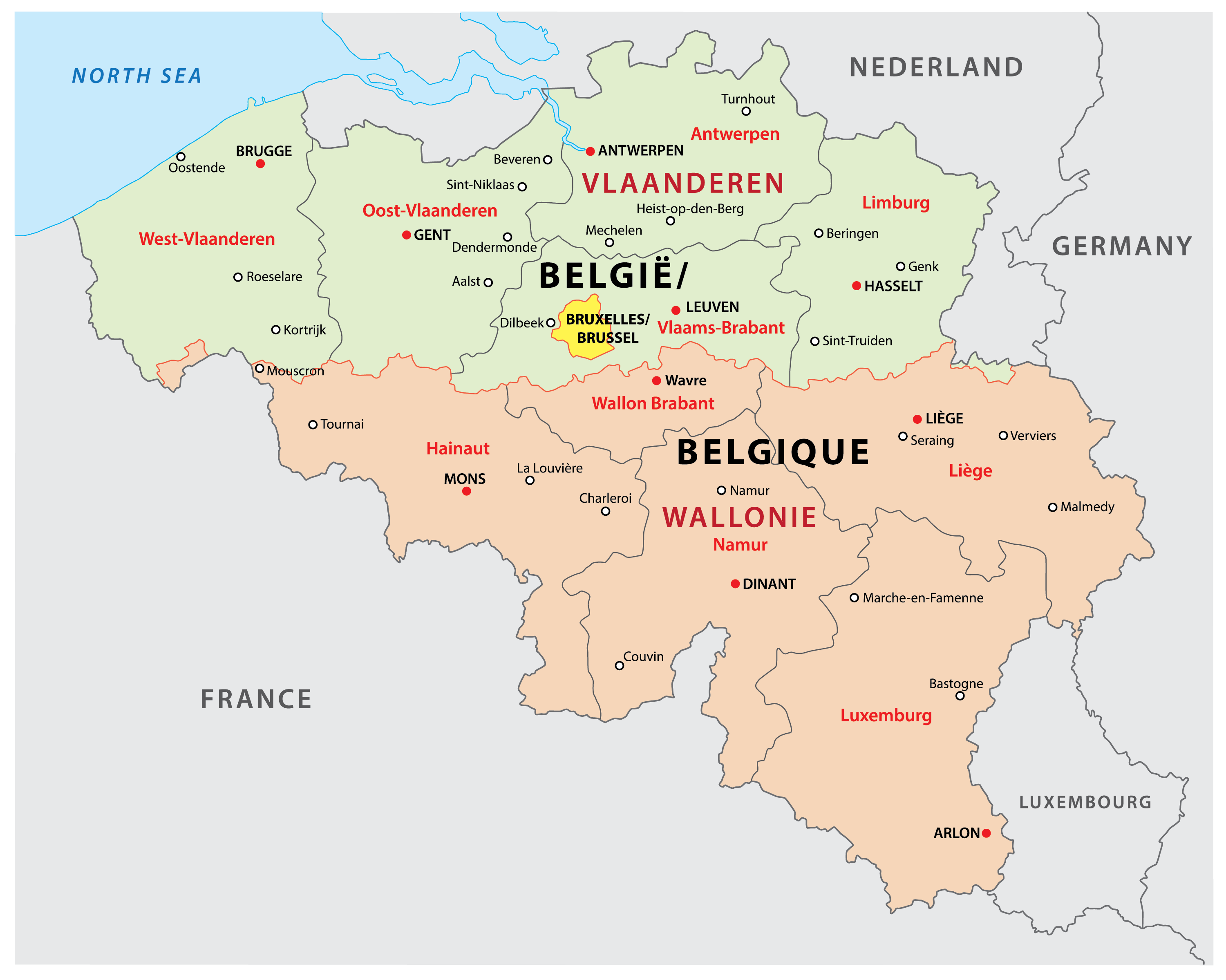 Regions Of Belgium Map 