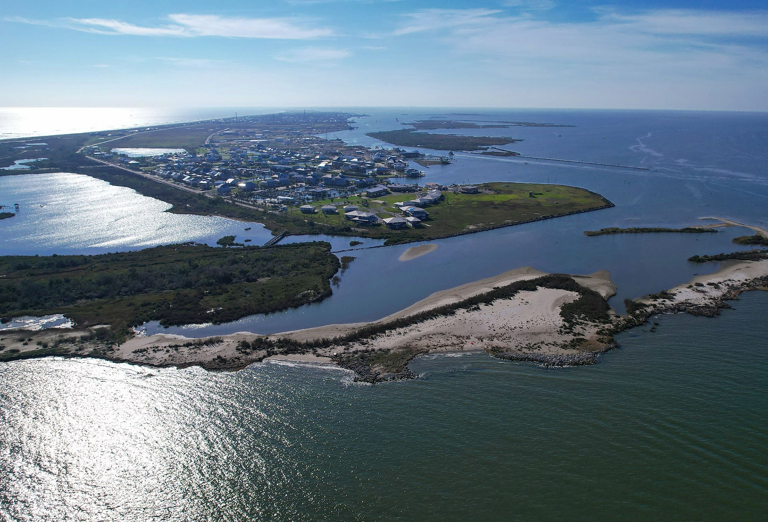 Aerial view of Grand Isle, Louisiana.