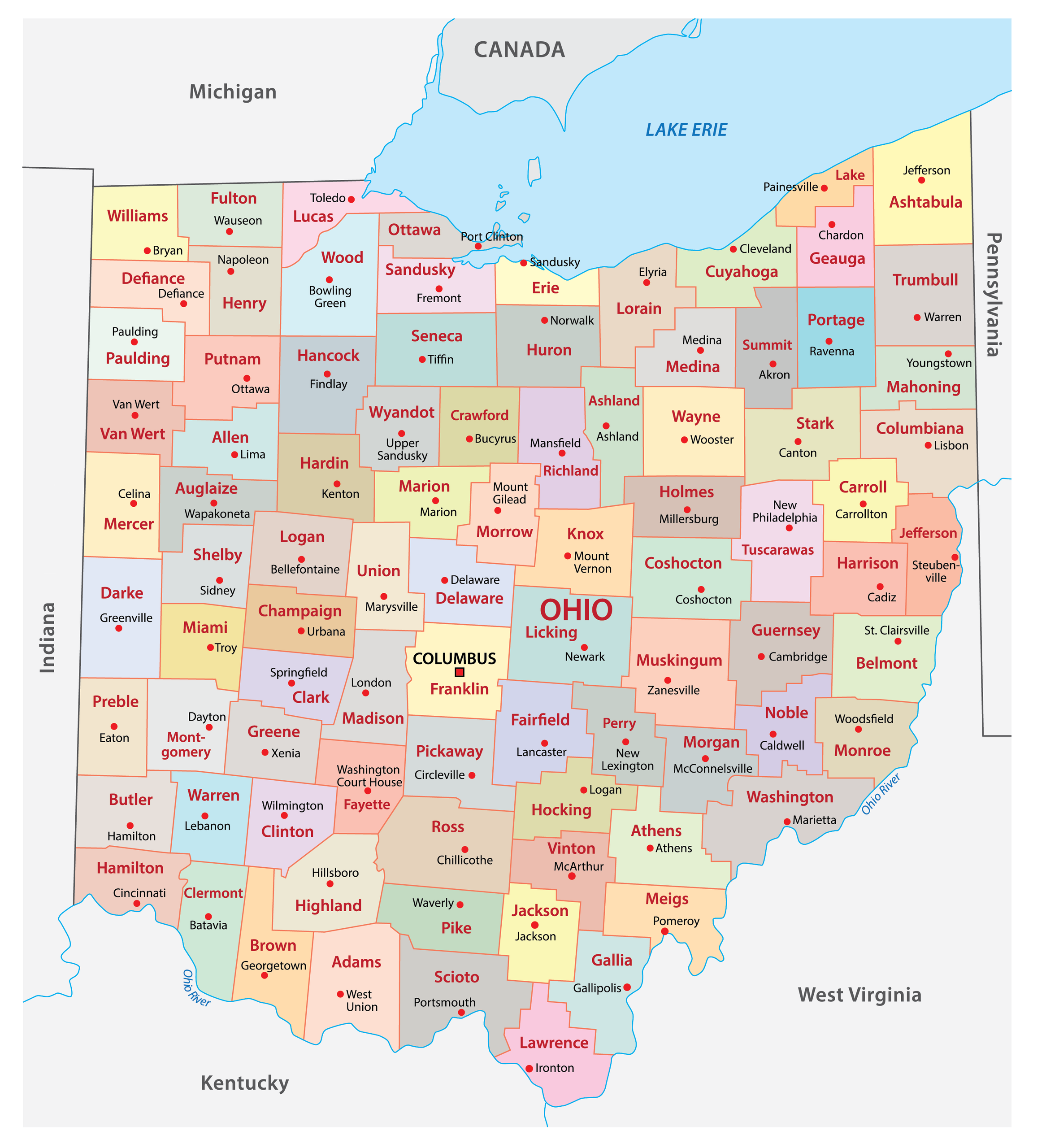 Ohio Counties Map 