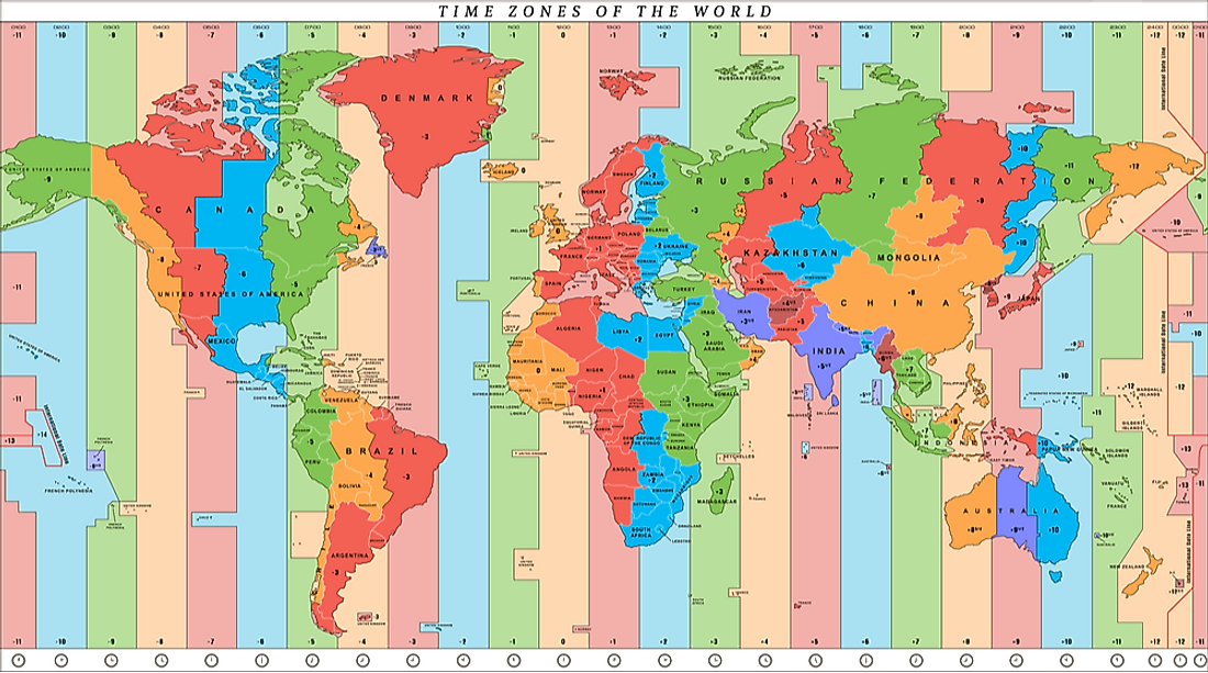time zones world map