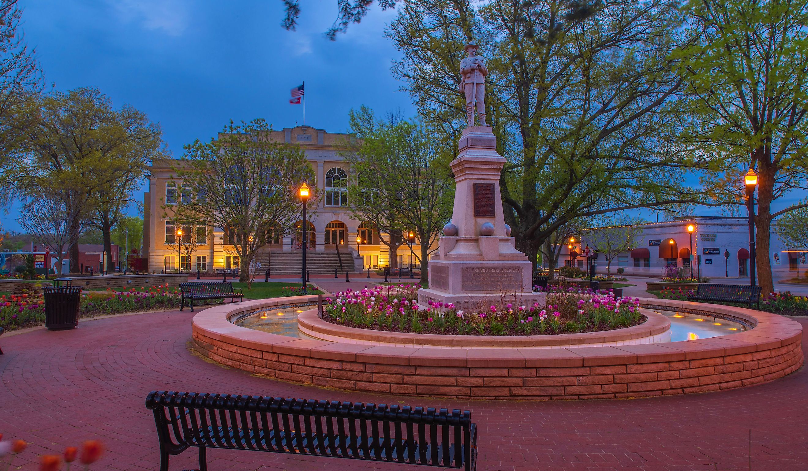  The Civil Memorial Statue in Bentonville, Arkansas. Editorial credit: RozenskiP / Shutterstock.com.