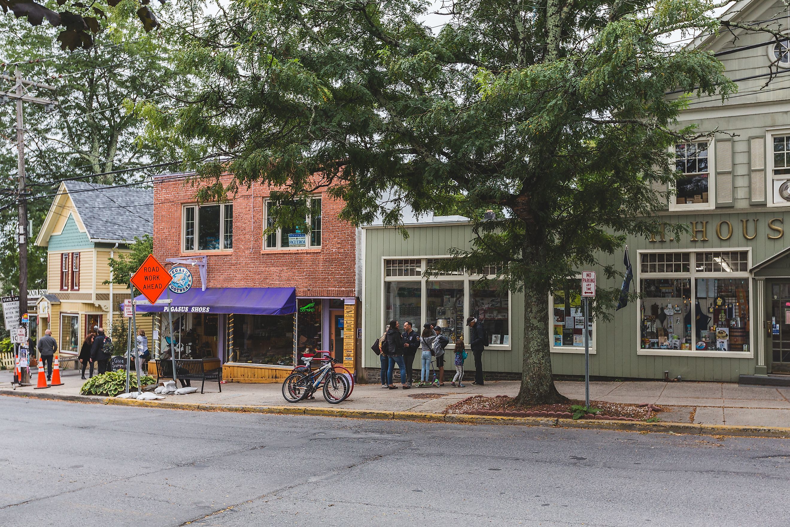 Streets and stores in the legendary Woodstock village, New York, featuring architectural details. Editorial credit: solepsizm / Shutterstock.com