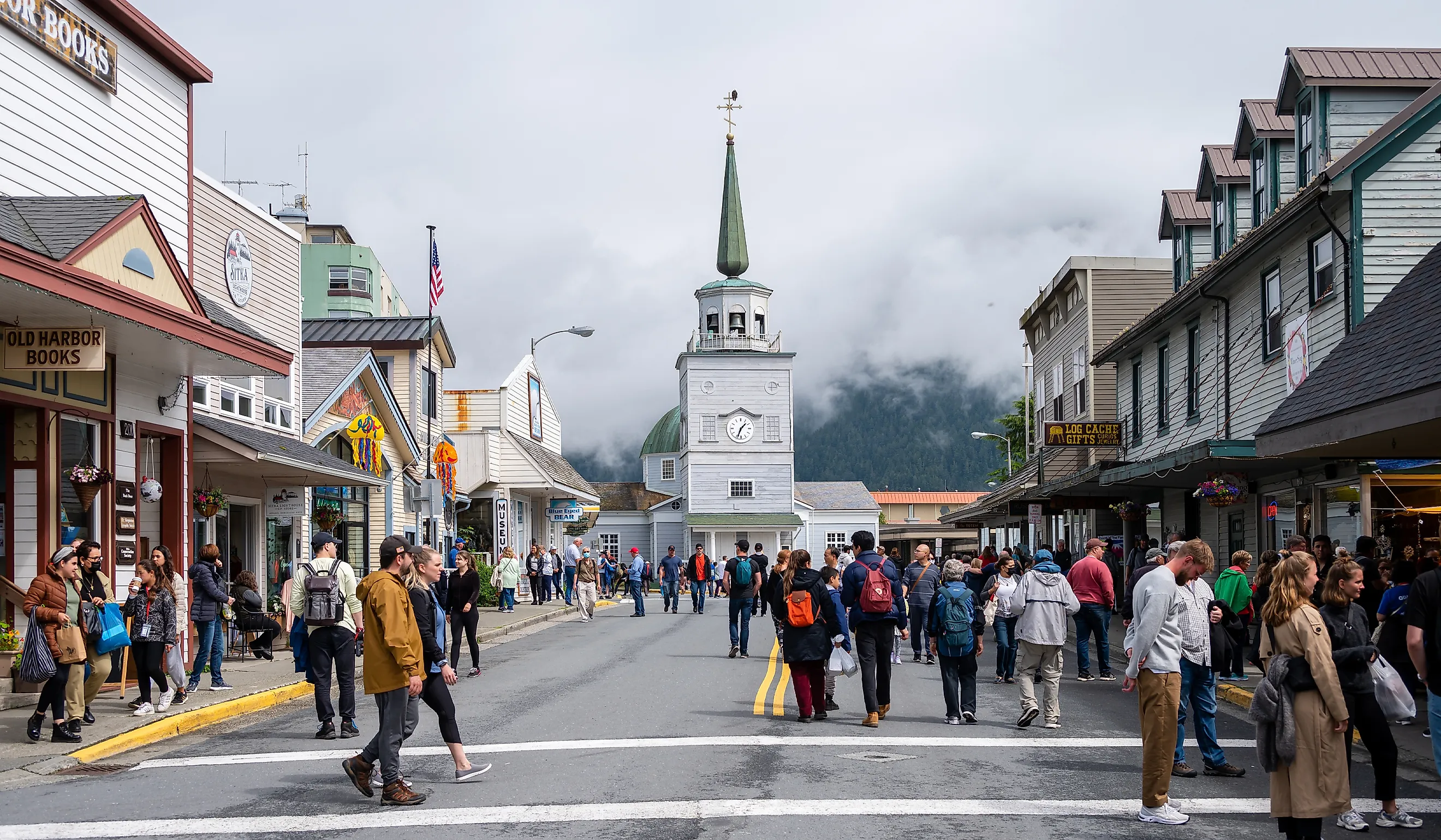 View of the historic Main Street in Sitka, Alaska. Editorial credit: Jeff Whyte / Shutterstock.com.