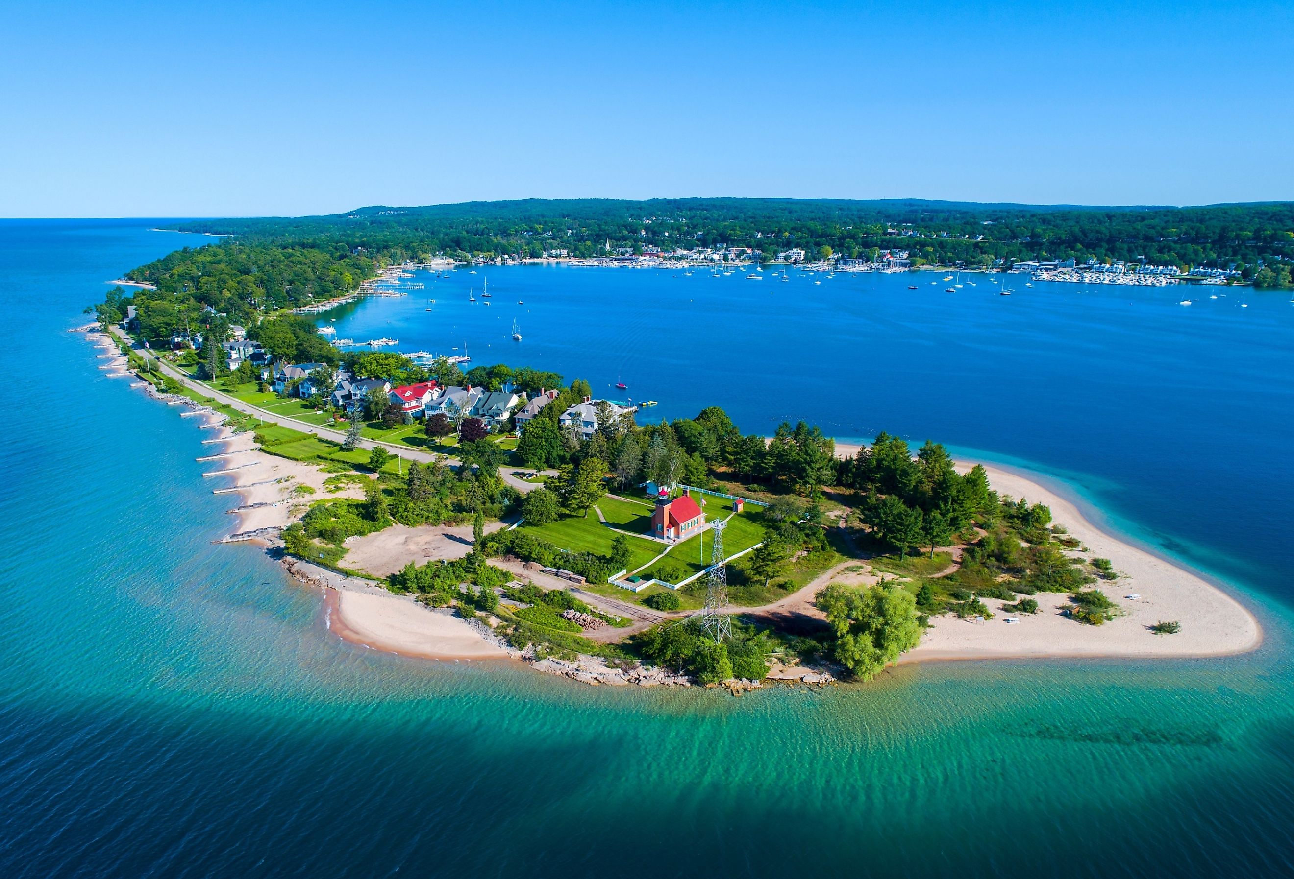 Little Traverse Bay Lighthouse in Harbor Springs, Michigan. Image credit Dennis MacDonald via Shutterstock.