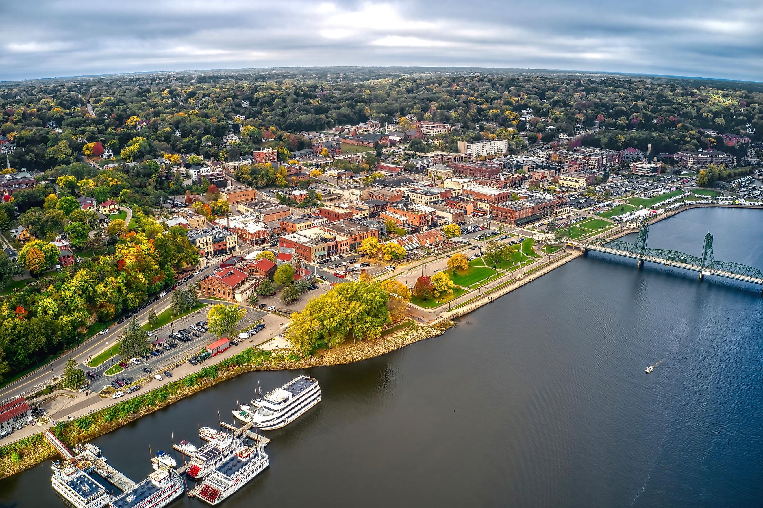 Aerial view of Stillwater, Minnesota.